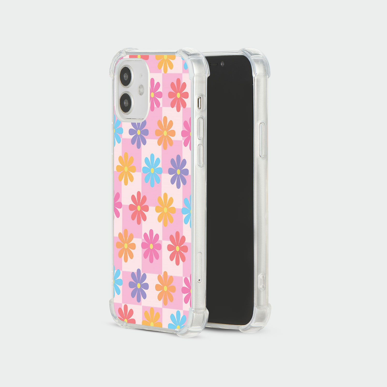 CASE FOR IPHONE 15 14 13 12 SE SHOCKPROOF PHONE COVER FLORAL GINGHAM PASTEL - Picture 31 of 34