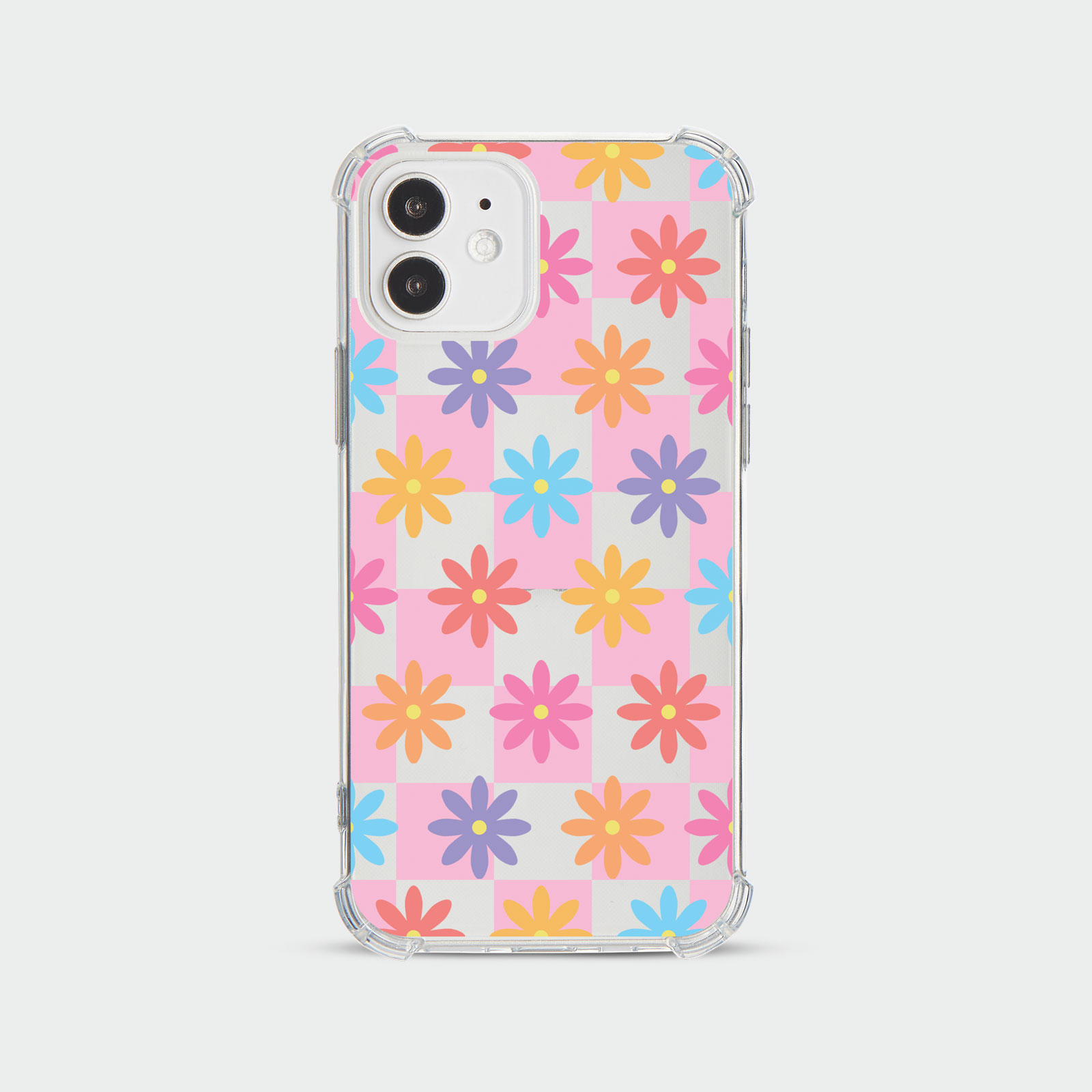 CASE FOR IPHONE 15 14 13 12 SE SHOCKPROOF PHONE COVER FLORAL GINGHAM PASTEL - Picture 30 of 34