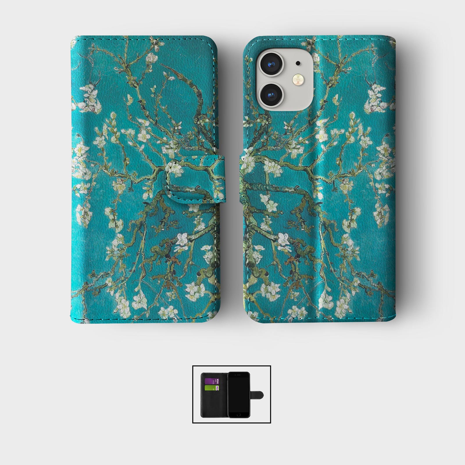 CASE FOR IPHONE 16 15 14 13 12 11 PRO WALLET FLIP PHONE COVER CLASSIC PAINTINGS - Picture 3 of 10