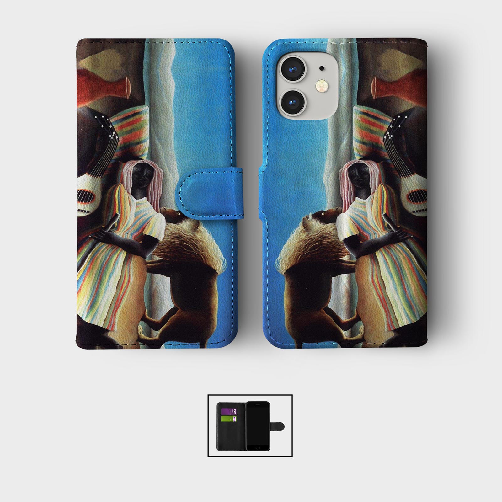 CASE FOR IPHONE 16 15 14 13 12 11 PRO WALLET FLIP PHONE COVER CLASSIC PAINTINGS - Picture 4 of 10