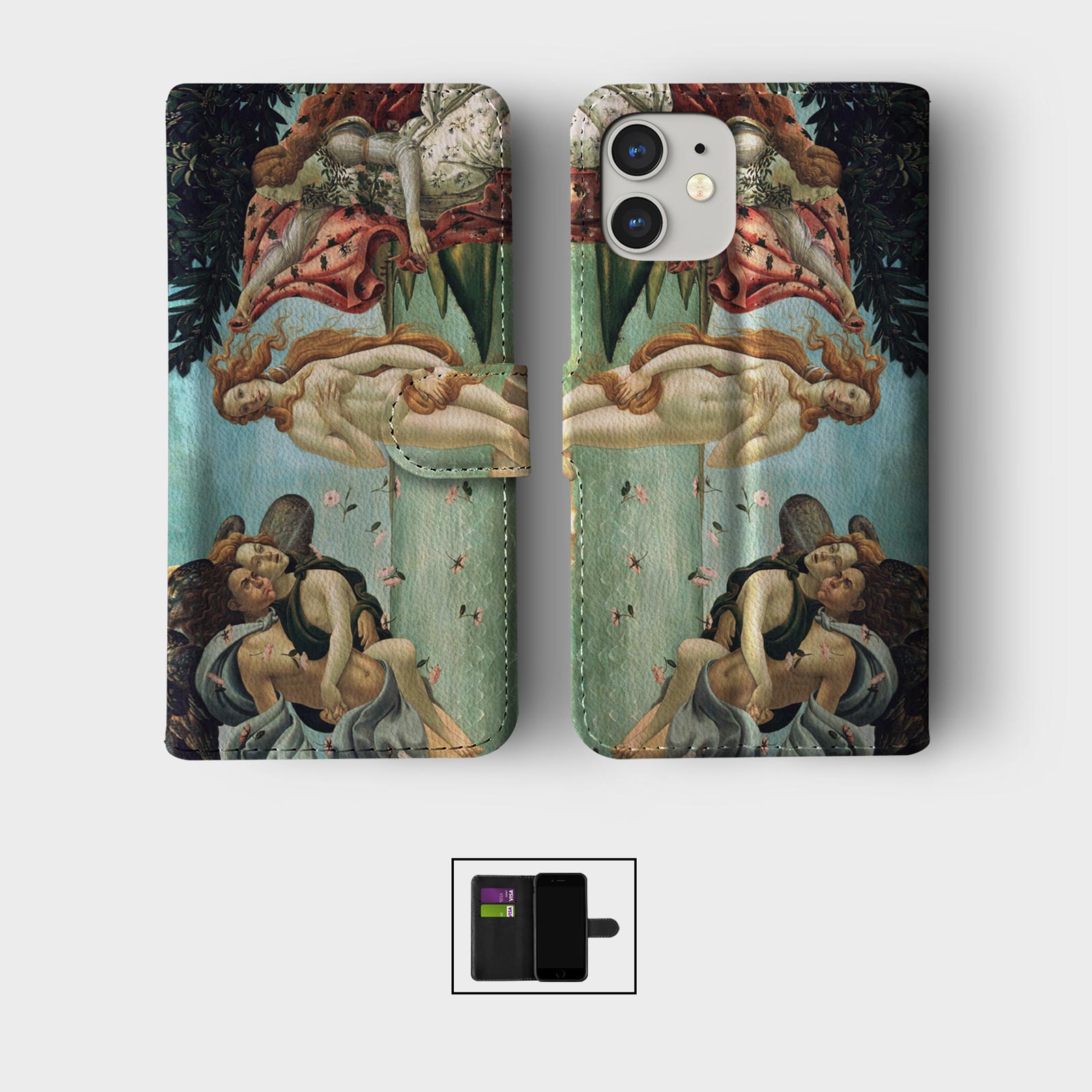 CASE FOR IPHONE 16 15 14 13 12 11 PRO WALLET FLIP PHONE COVER CLASSIC PAINTINGS - Picture 5 of 10