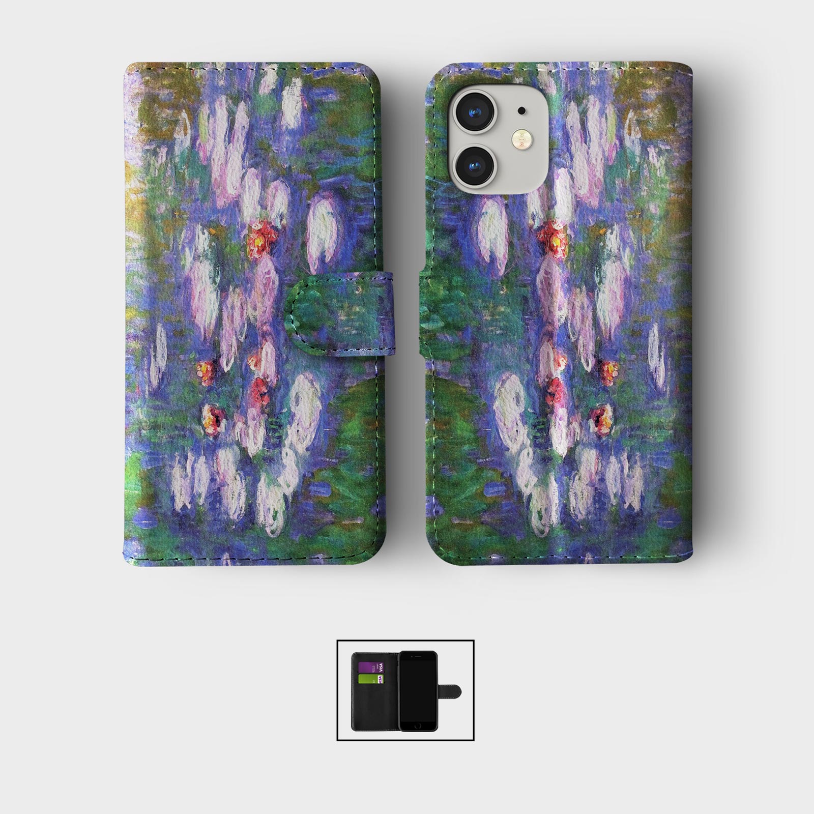 CASE FOR IPHONE 16 15 14 13 12 11 PRO WALLET FLIP PHONE COVER CLASSIC PAINTINGS - Picture 7 of 10