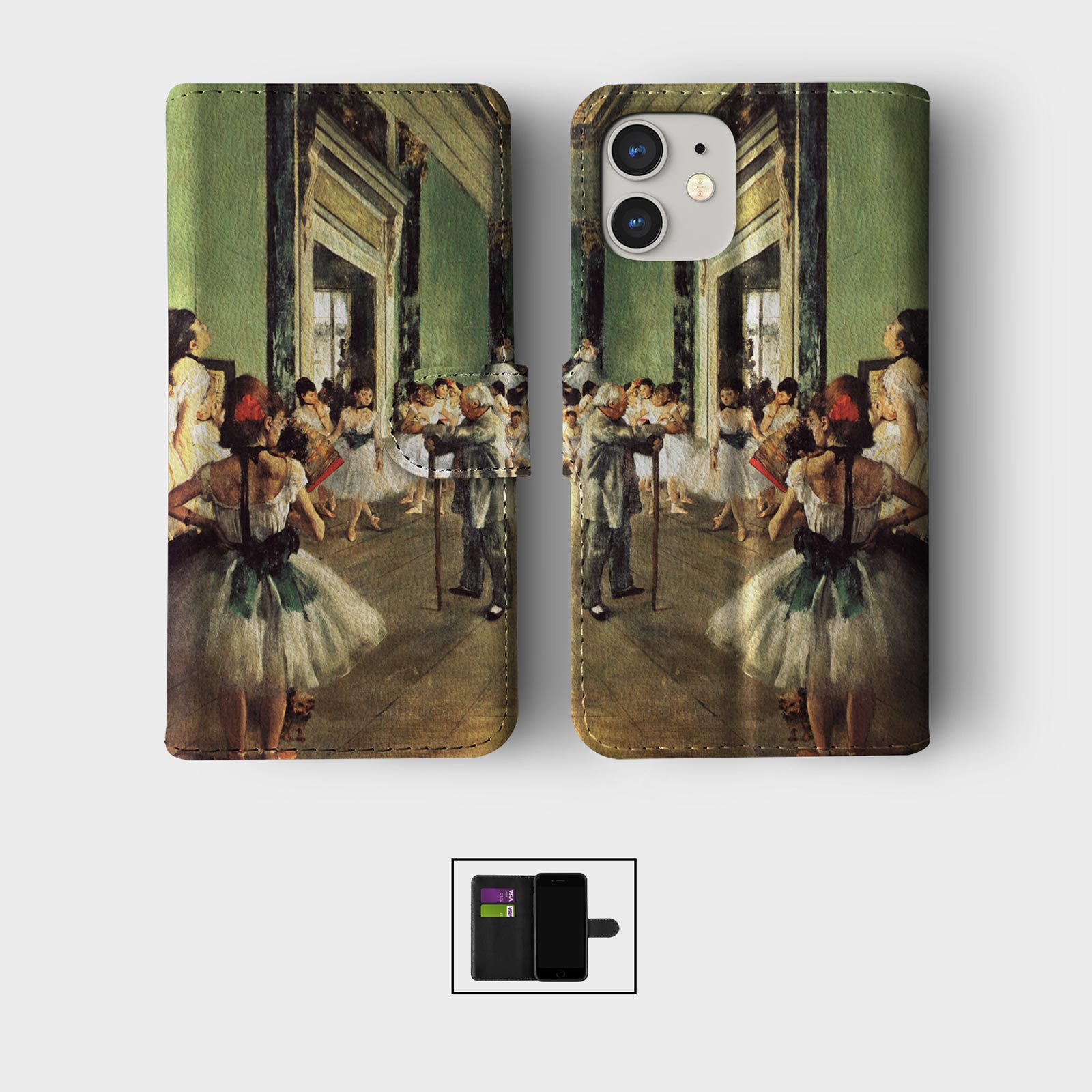 CASE FOR IPHONE 16 15 14 13 12 11 PRO WALLET FLIP PHONE COVER CLASSIC PAINTINGS - Picture 8 of 10