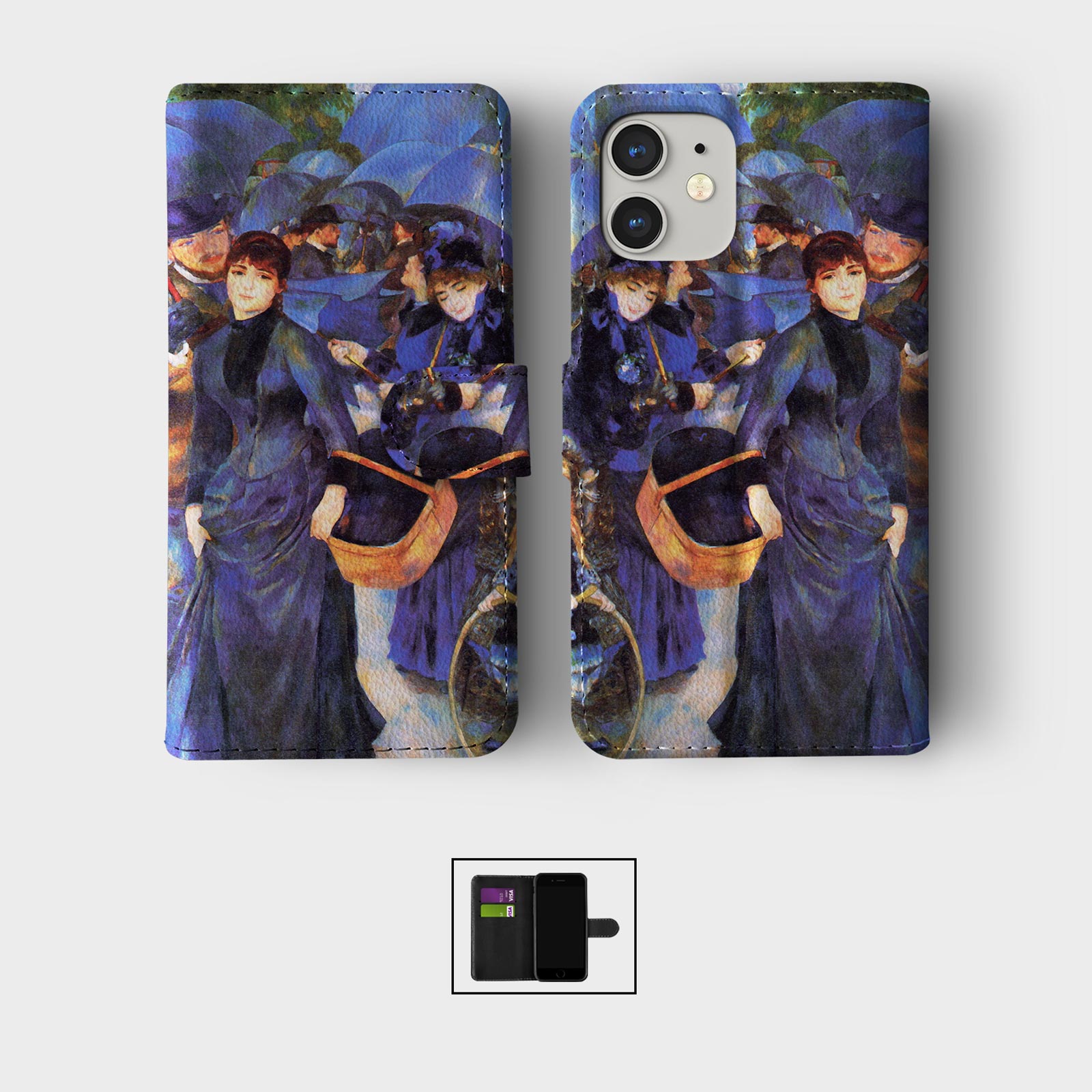 CASE FOR IPHONE 16 15 14 13 12 11 PRO WALLET FLIP PHONE COVER CLASSIC PAINTINGS - Picture 9 of 10