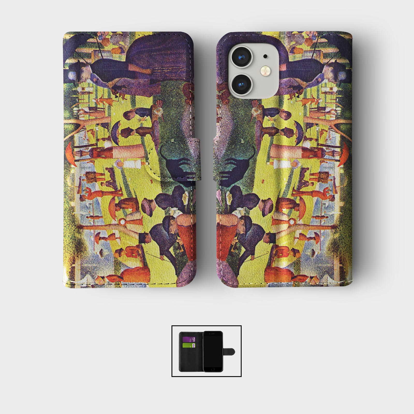 CASE FOR IPHONE 16 15 14 13 12 11 PRO WALLET FLIP PHONE COVER FAMOUS PAINTINGS - Picture 4 of 10