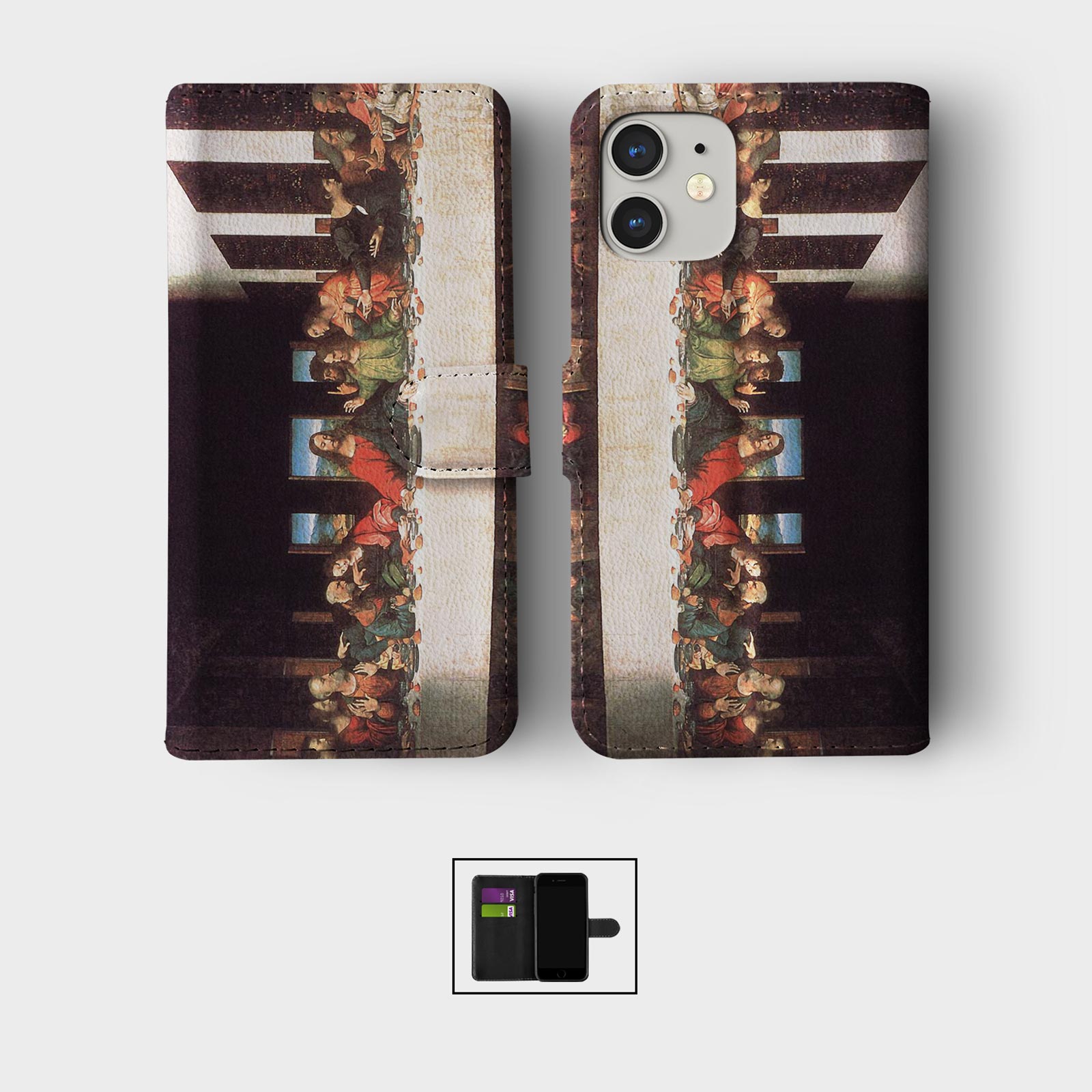 CASE FOR IPHONE 16 15 14 13 12 11 PRO WALLET FLIP PHONE COVER FAMOUS PAINTINGS - Picture 5 of 10