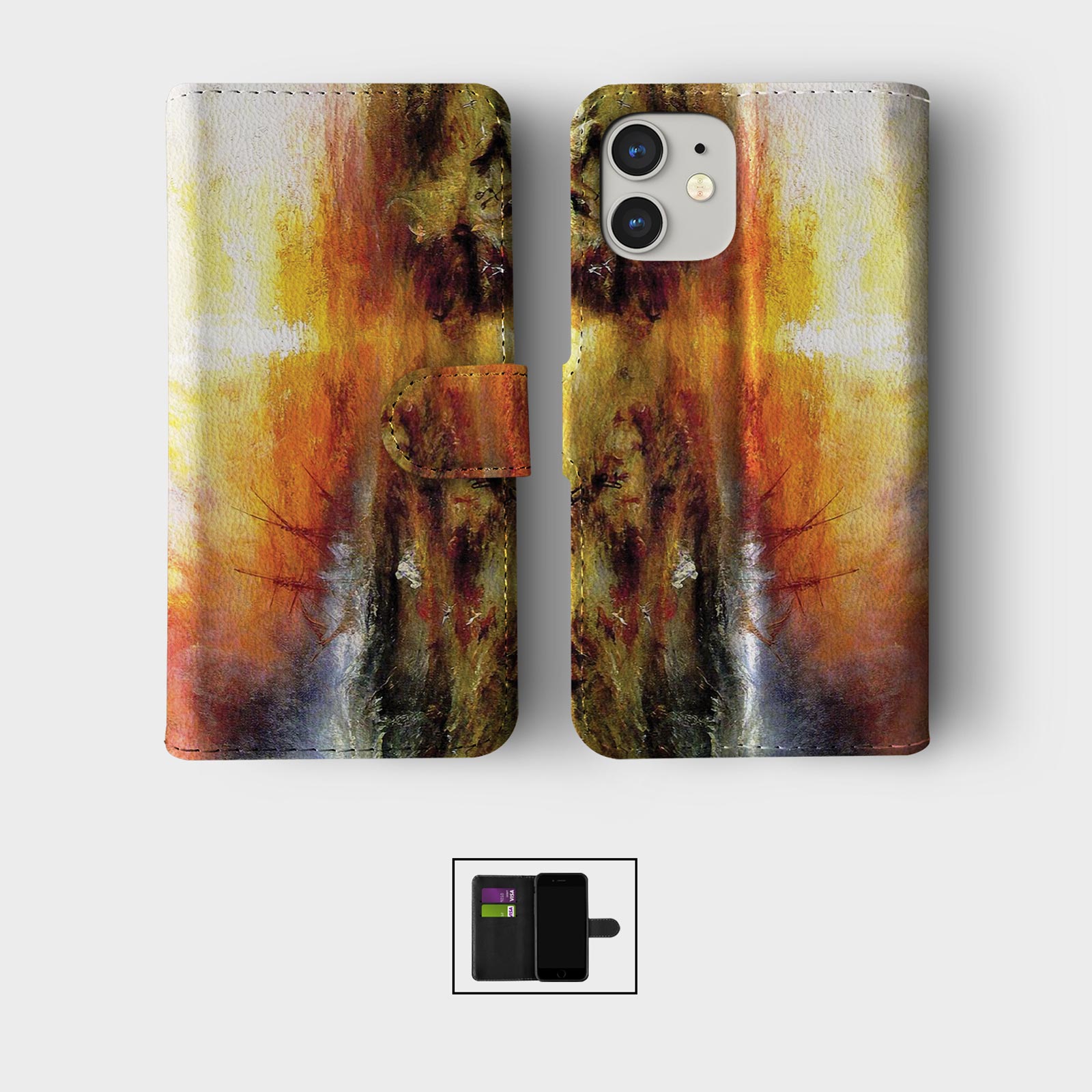 CASE FOR IPHONE 16 15 14 13 12 11 PRO WALLET FLIP PHONE COVER FAMOUS PAINTINGS - Picture 6 of 10