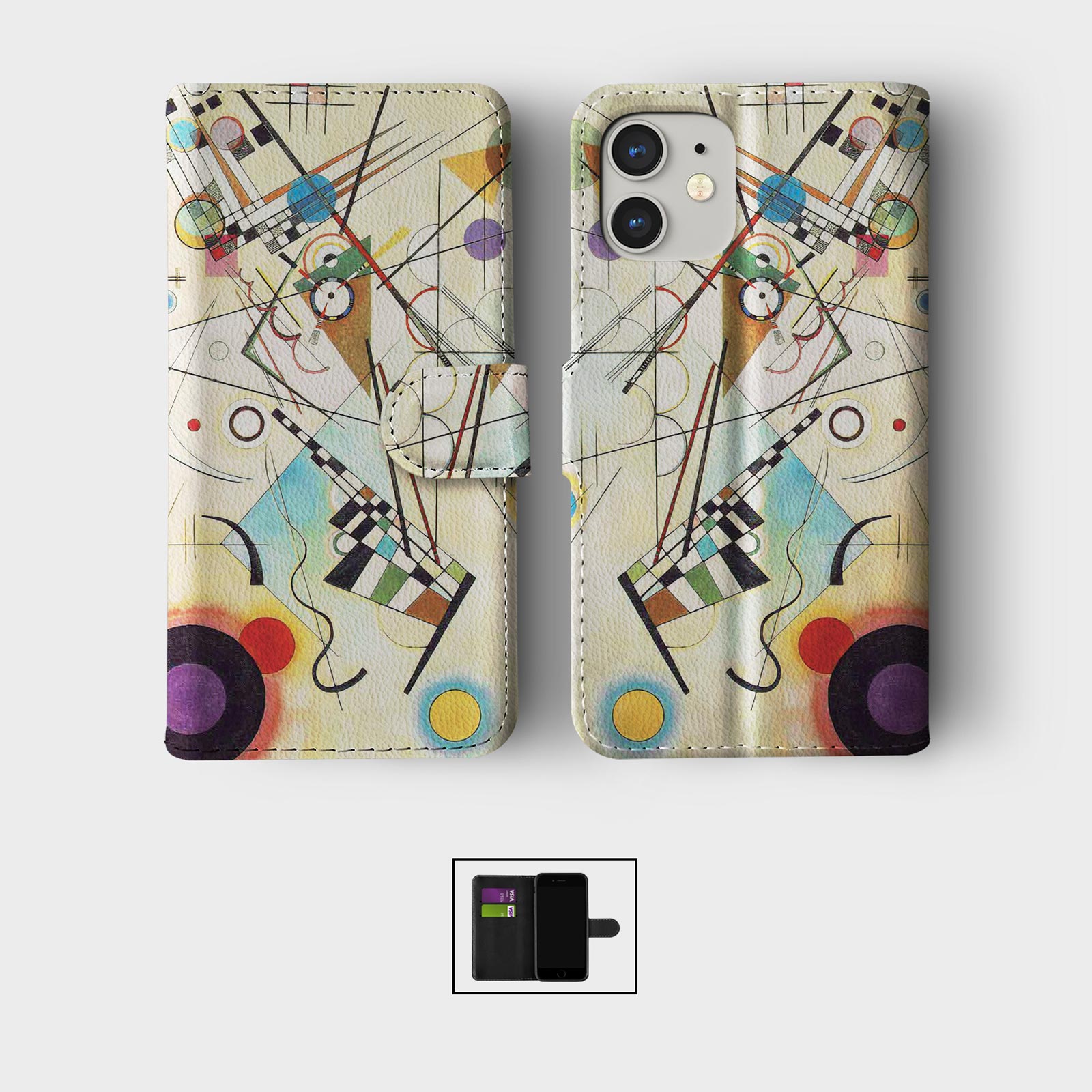 CASE FOR IPHONE 16 15 14 13 12 11 PRO WALLET FLIP PHONE COVER FAMOUS PAINTINGS - Picture 7 of 10
