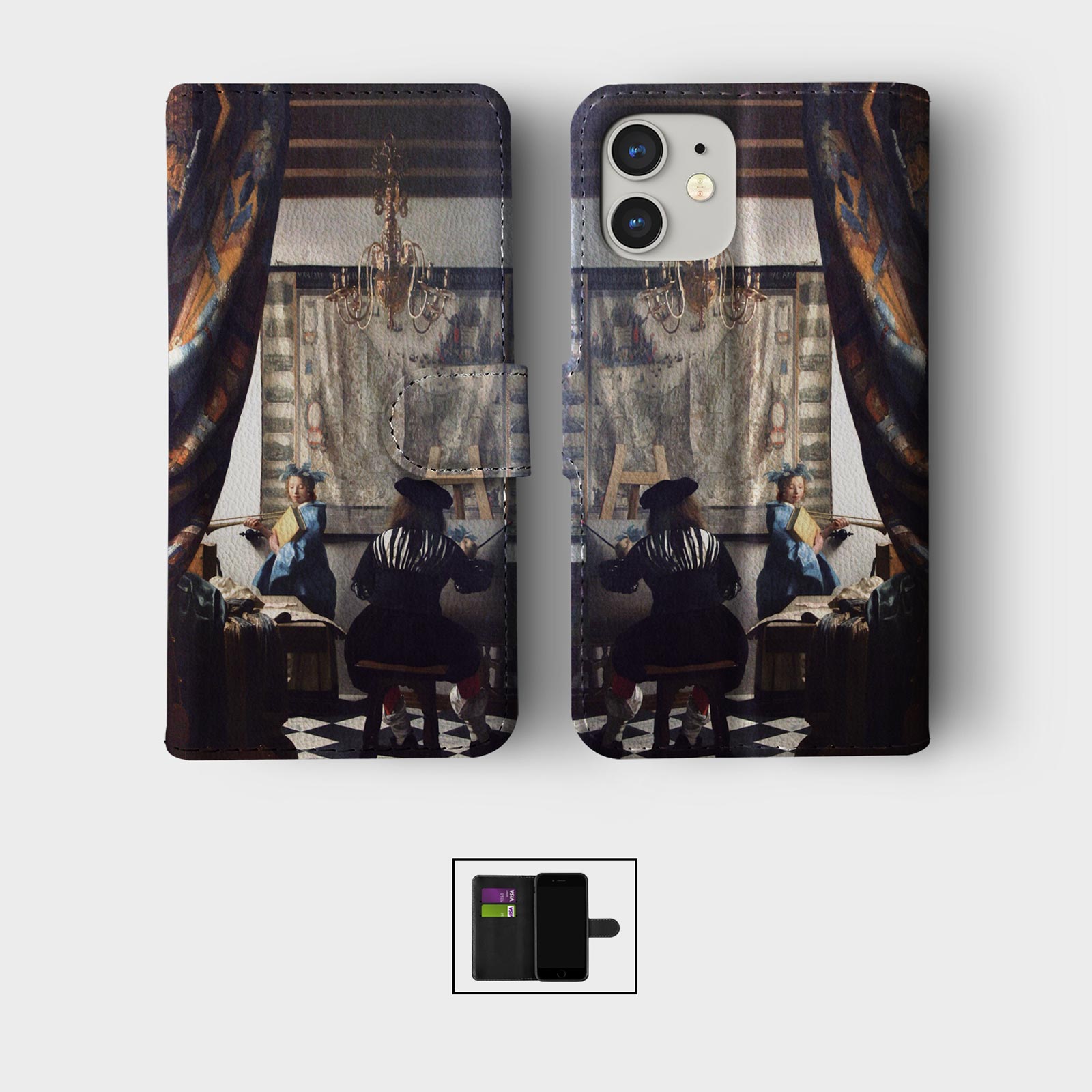 CASE FOR IPHONE 16 15 14 13 12 11 PRO WALLET FLIP PHONE COVER FAMOUS PAINTINGS - Picture 8 of 10