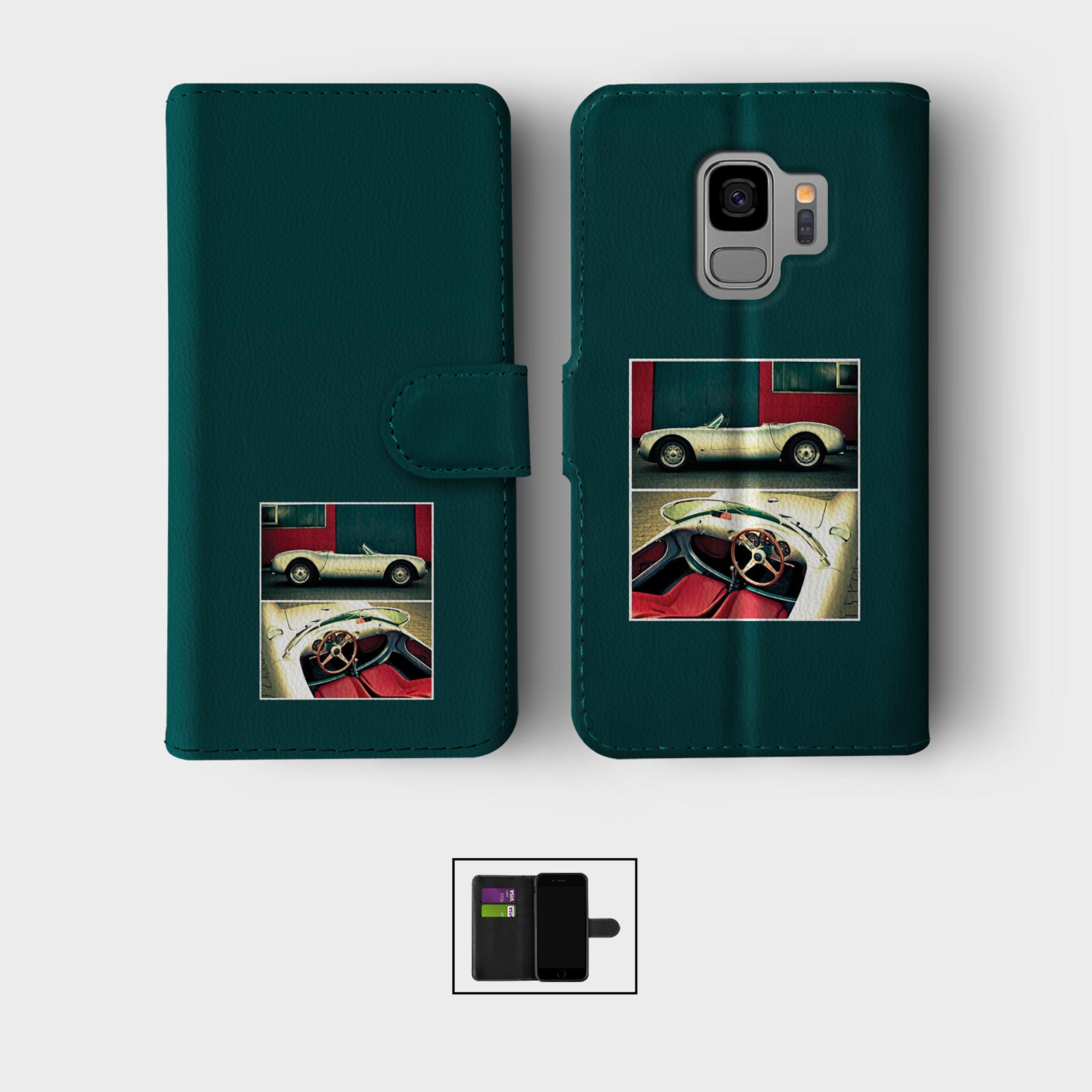 CASE FOR SAMSUNG S23 S22 S21 S20 S10 WALLET FLIP PHONE COVER CLASSIC CARS RETRO - Picture 2 of 9