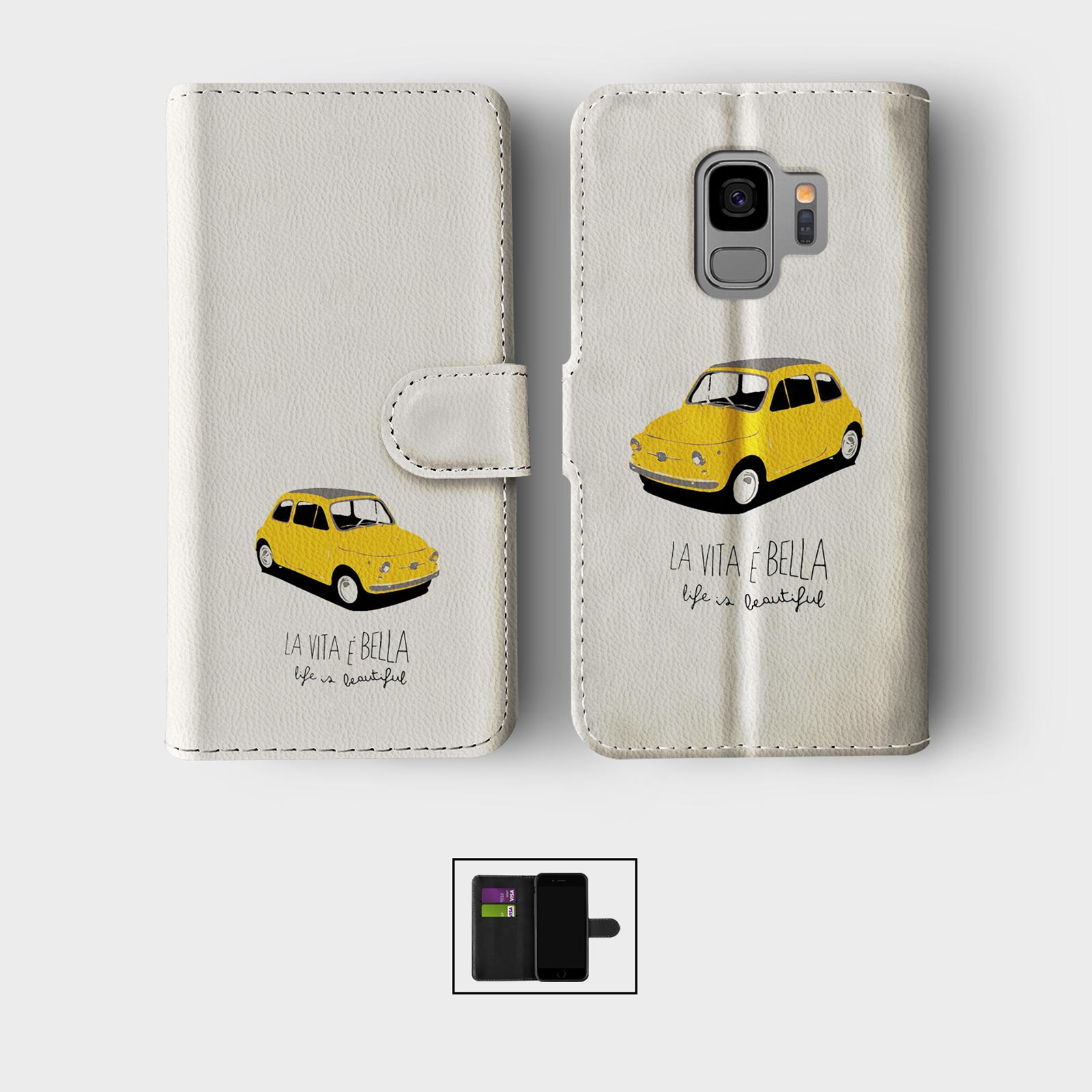 CASE FOR SAMSUNG S23 S22 S21 S20 S10 WALLET FLIP PHONE COVER CLASSIC CARS RETRO - Picture 3 of 9