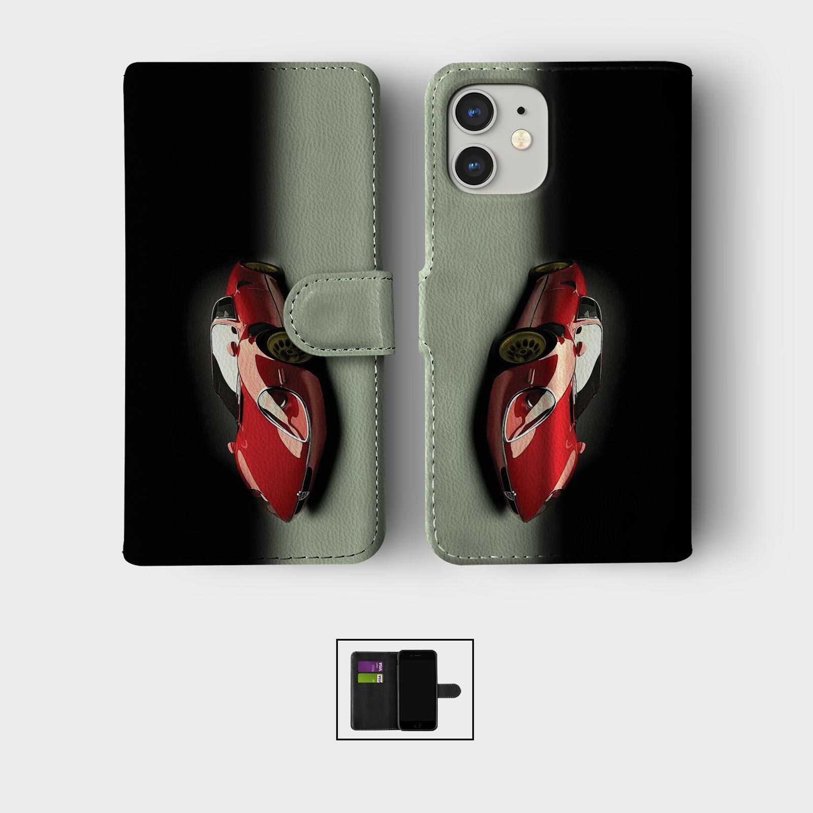 CASE FOR IPHONE 16 16E 15 14 12 12 SE WALLET FLIP PHONE COVER CARS VINTAGE RETRO - Picture 8 of 9