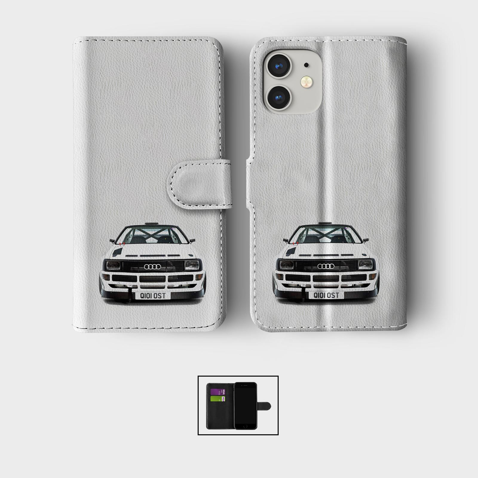 CASE FOR IPHONE 16 16E 15 14 12 12 SE WALLET FLIP PHONE COVER CARS CLASSIC RETRO - Picture 8 of 9
