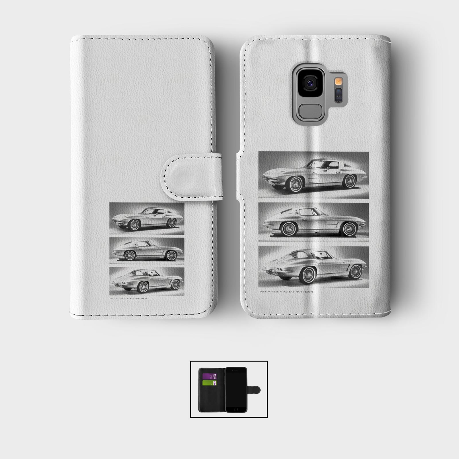 CASE FOR SAMSUNG S23 S22 S21 S20 S10 WALLET FLIP PHONE COVER CARS CLASSIC RETRO - Picture 2 of 9