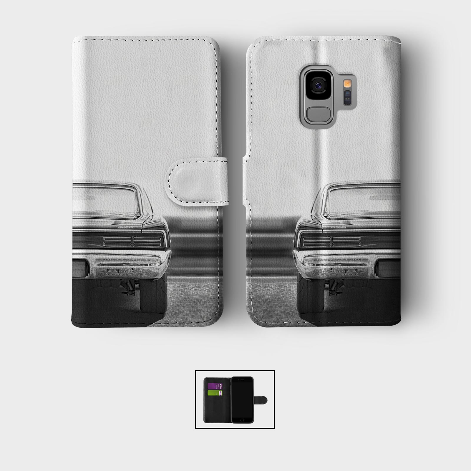 CASE FOR SAMSUNG S23 S22 S21 S20 S10 WALLET FLIP PHONE COVER CARS CLASSIC RETRO - Picture 3 of 9