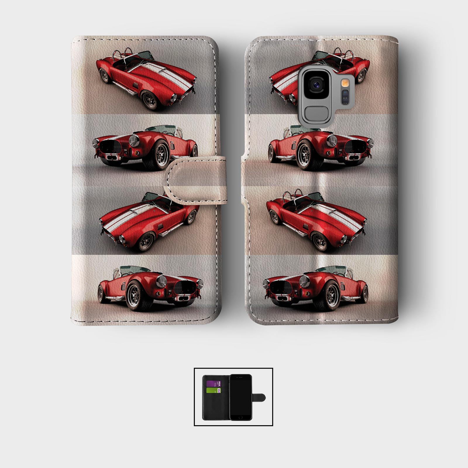 CASE FOR SAMSUNG S23 S22 S21 S20 S10 WALLET FLIP PHONE COVER CARS CLASSIC RETRO - Picture 5 of 9