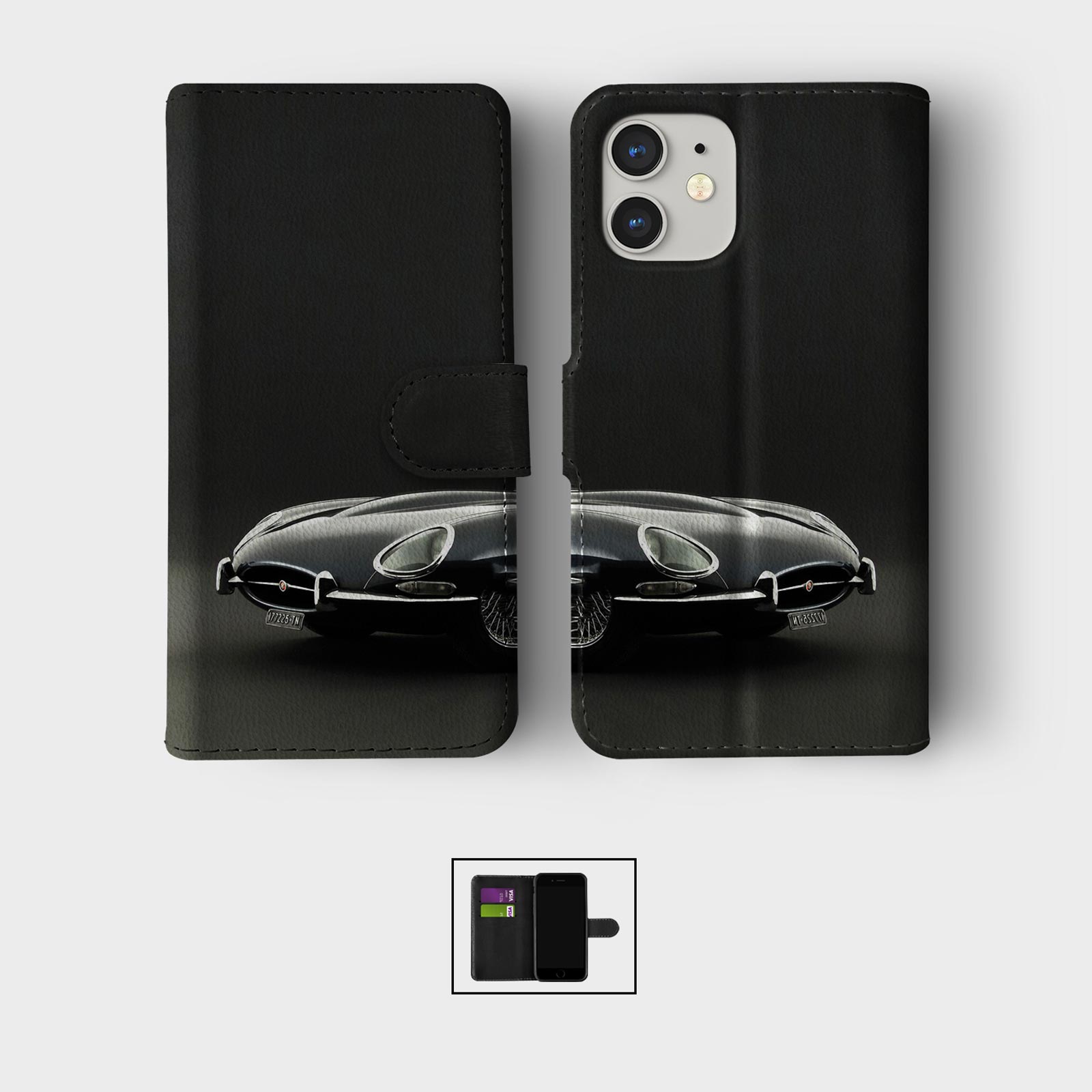 CASE FOR IPHONE 16 16E 15 14 12 SE WALLET FLIP PHONE COVER SPORTS CLASSIC CARS - Picture 2 of 8