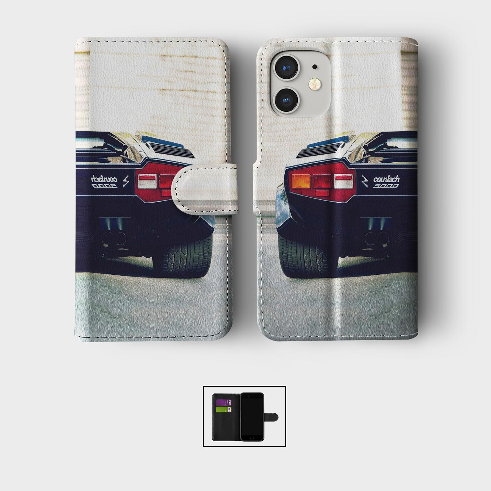 CASE FOR IPHONE 16 16E 15 14 12 SE WALLET FLIP PHONE COVER SPORTS CLASSIC CARS - Picture 4 of 8