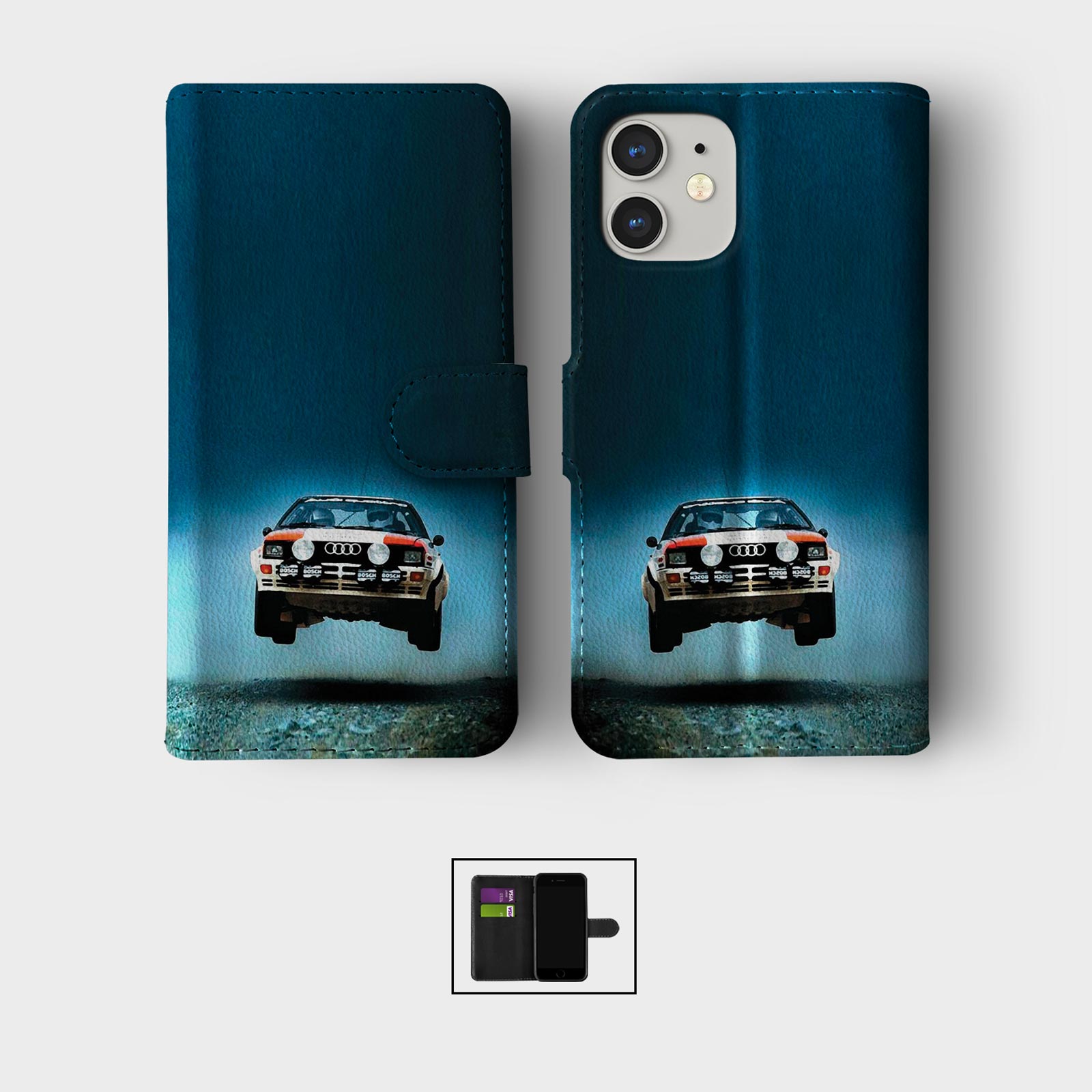 CASE FOR IPHONE 16 16E 15 14 12 SE WALLET FLIP PHONE COVER SPORTS CLASSIC CARS - Picture 7 of 8