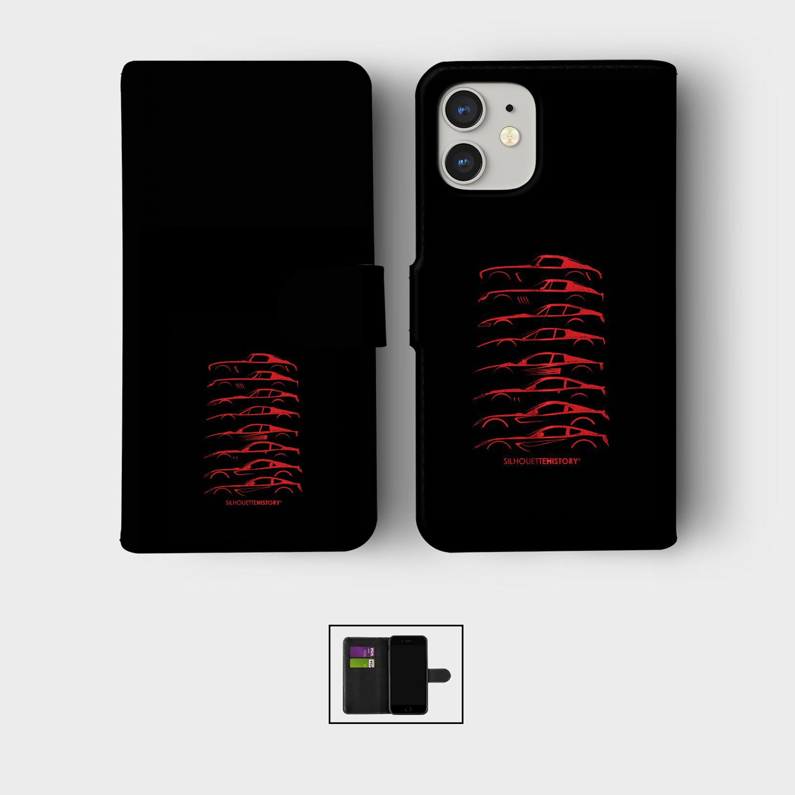 CASE FOR IPHONE 16 16E 15 14 12 12 SE PRO MAX WALLET FLIP PHONE COVER CARS RETRO - Picture 7 of 9