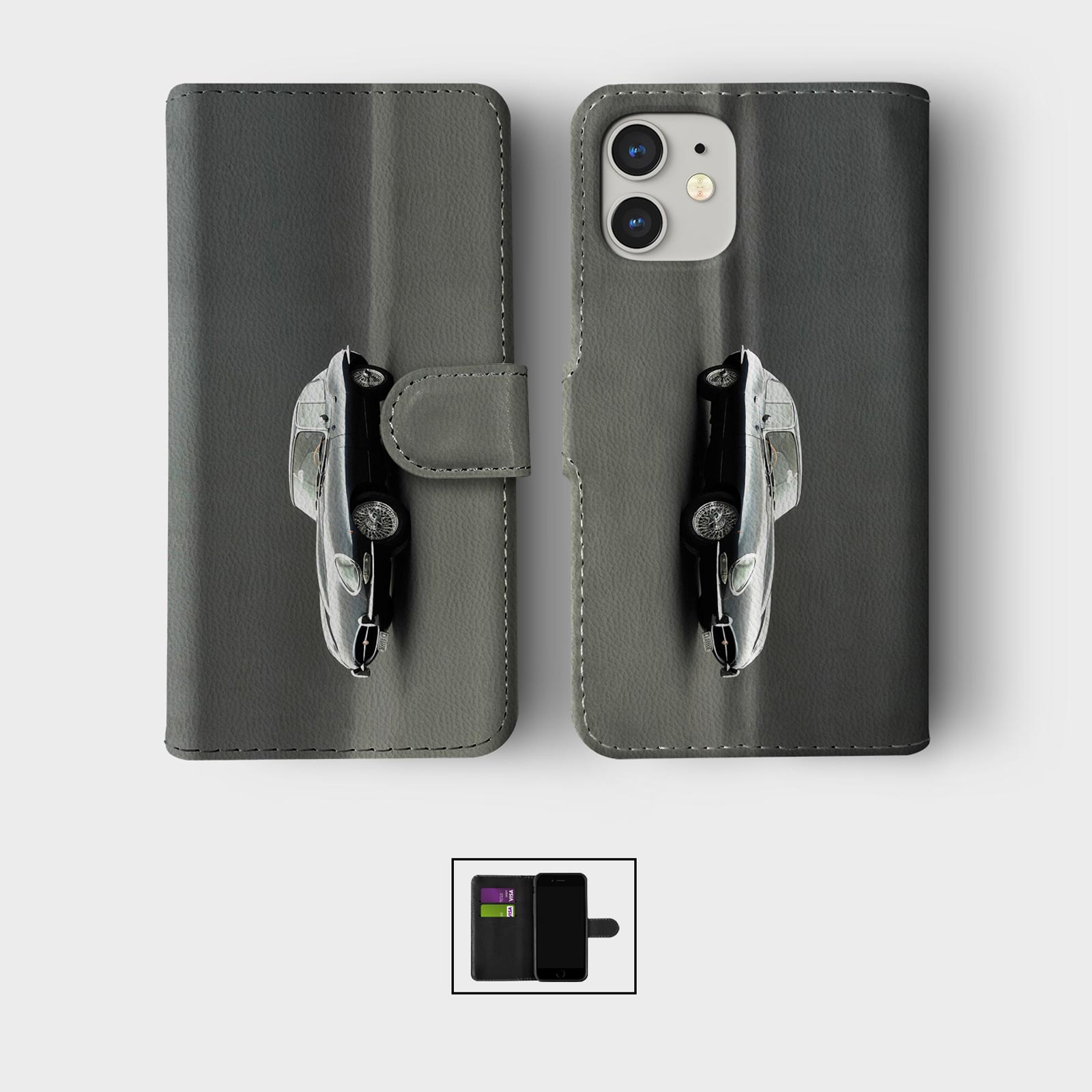 CASE FOR IPHONE 16 16E 15 14 12 12 SE PRO MAX WALLET FLIP PHONE COVER CARS RETRO - Picture 8 of 9