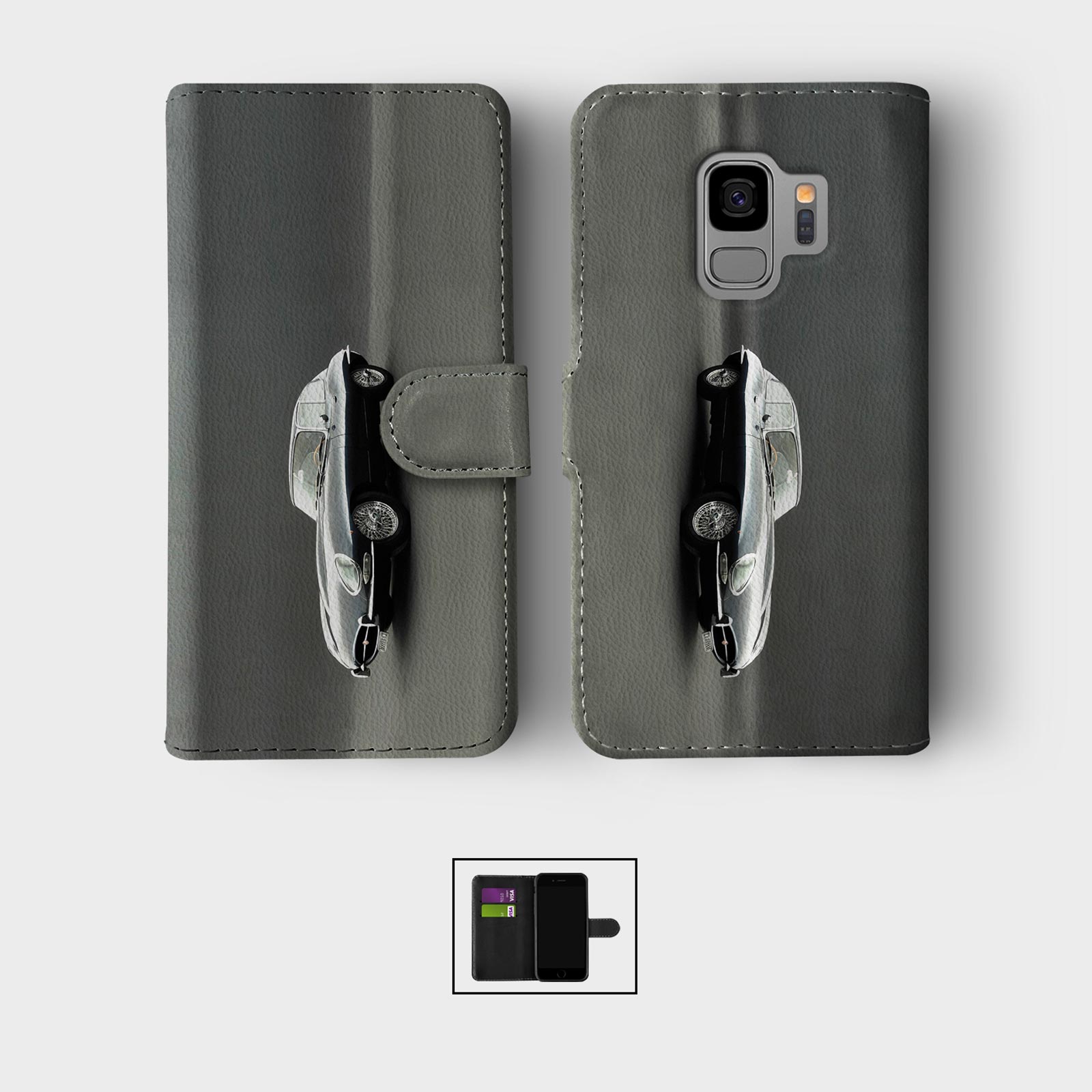 CASE FOR SAMSUNG S23 S22 S21 S20 S10 S9 WALLET FLIP PHONE COVER CARS RETRO - Picture 8 of 9