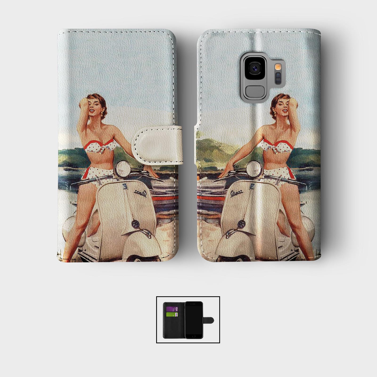 CASE FOR SAMSUNG S23 S22 S21 S20 S10 S9 WALLET FLIP PHONE COVER CARS VINTAGE ADS - Picture 7 of 8
