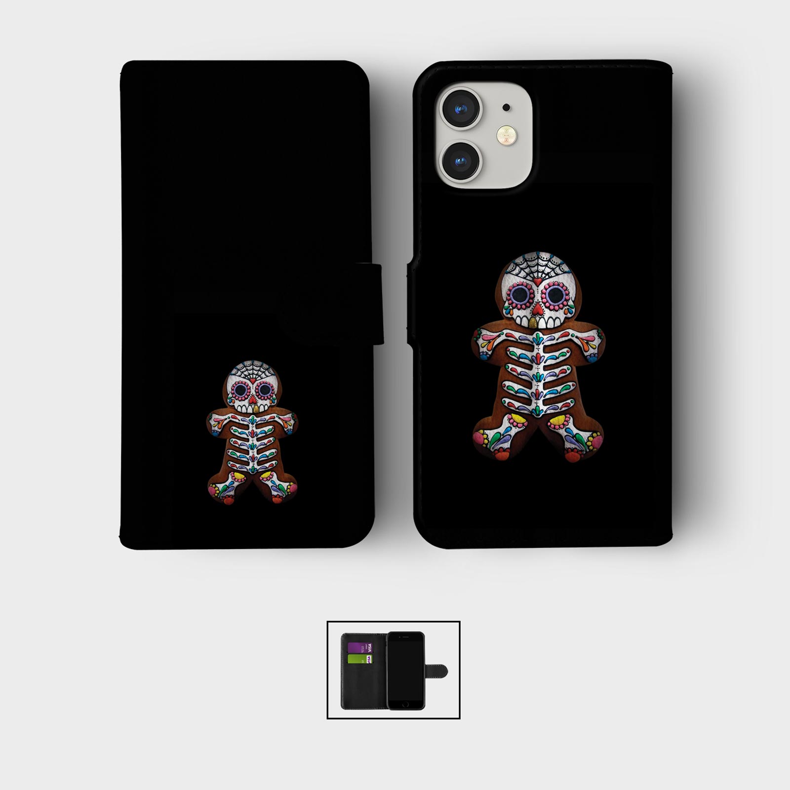 CASE FOR IPHONE 16 16E 15 14 12 12 SE PRO WALLET FLIP PHONE COVER COOKIES SWEETS - Picture 2 of 9