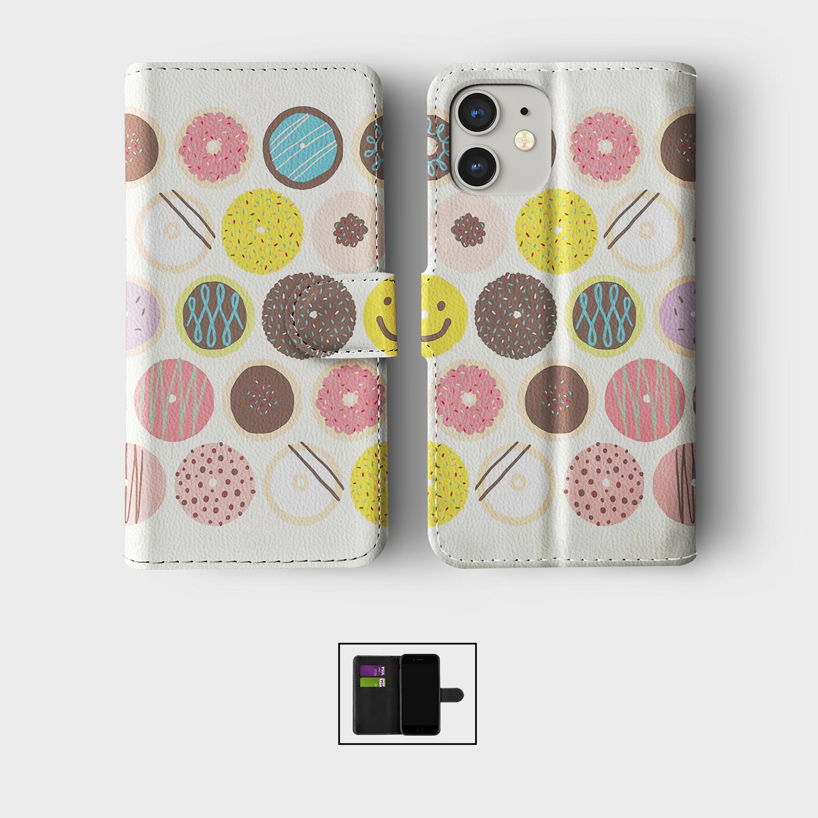 CASE FOR IPHONE 16 16E 15 14 12 12 SE PRO WALLET FLIP PHONE COVER COOKIES SWEETS - Picture 6 of 9