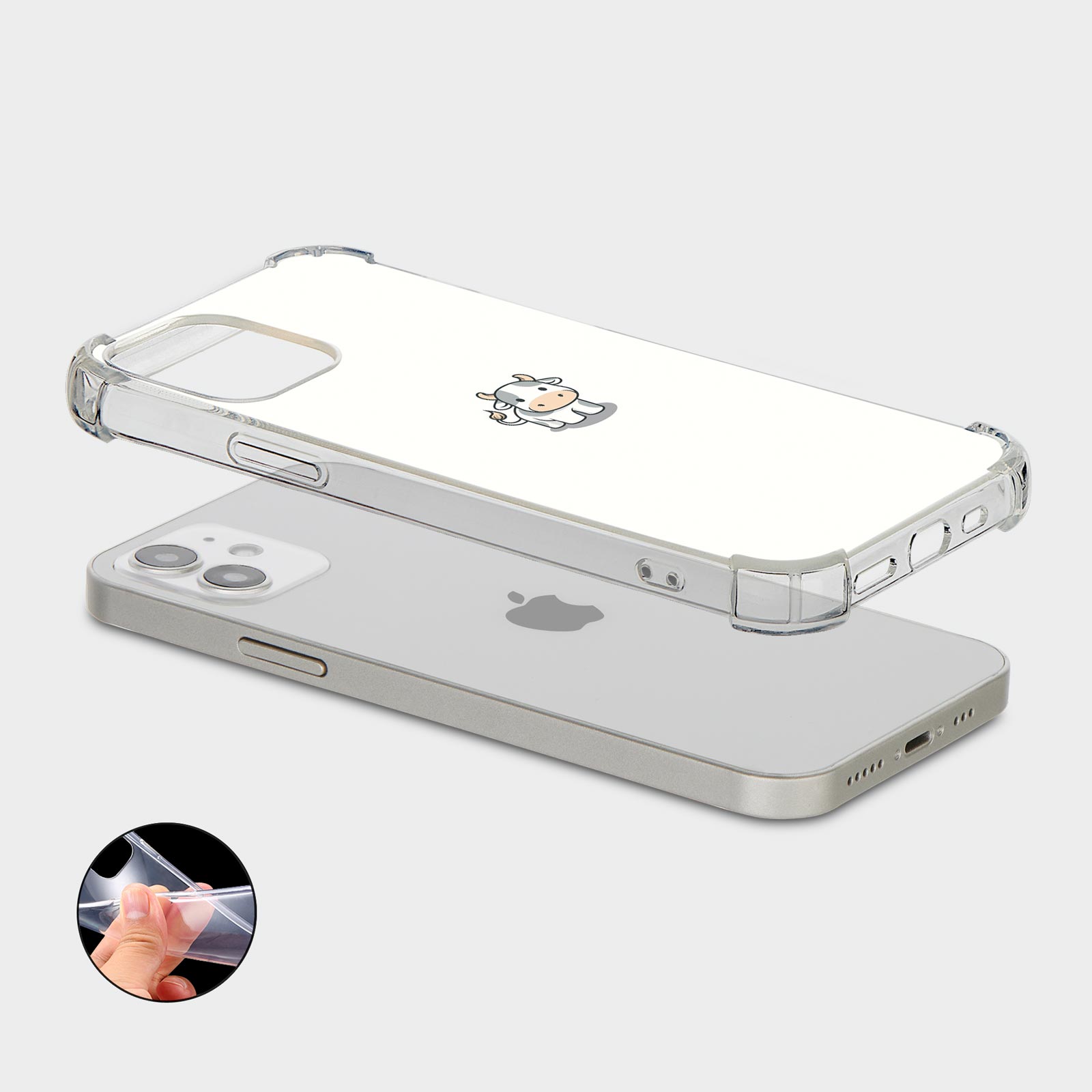 CASE FOR IPHONE 15 14 13 12 SE SHOCKPROOF PHONE COVER CUTE BABY COW KAWAII FUNNY - Picture 8 of 34