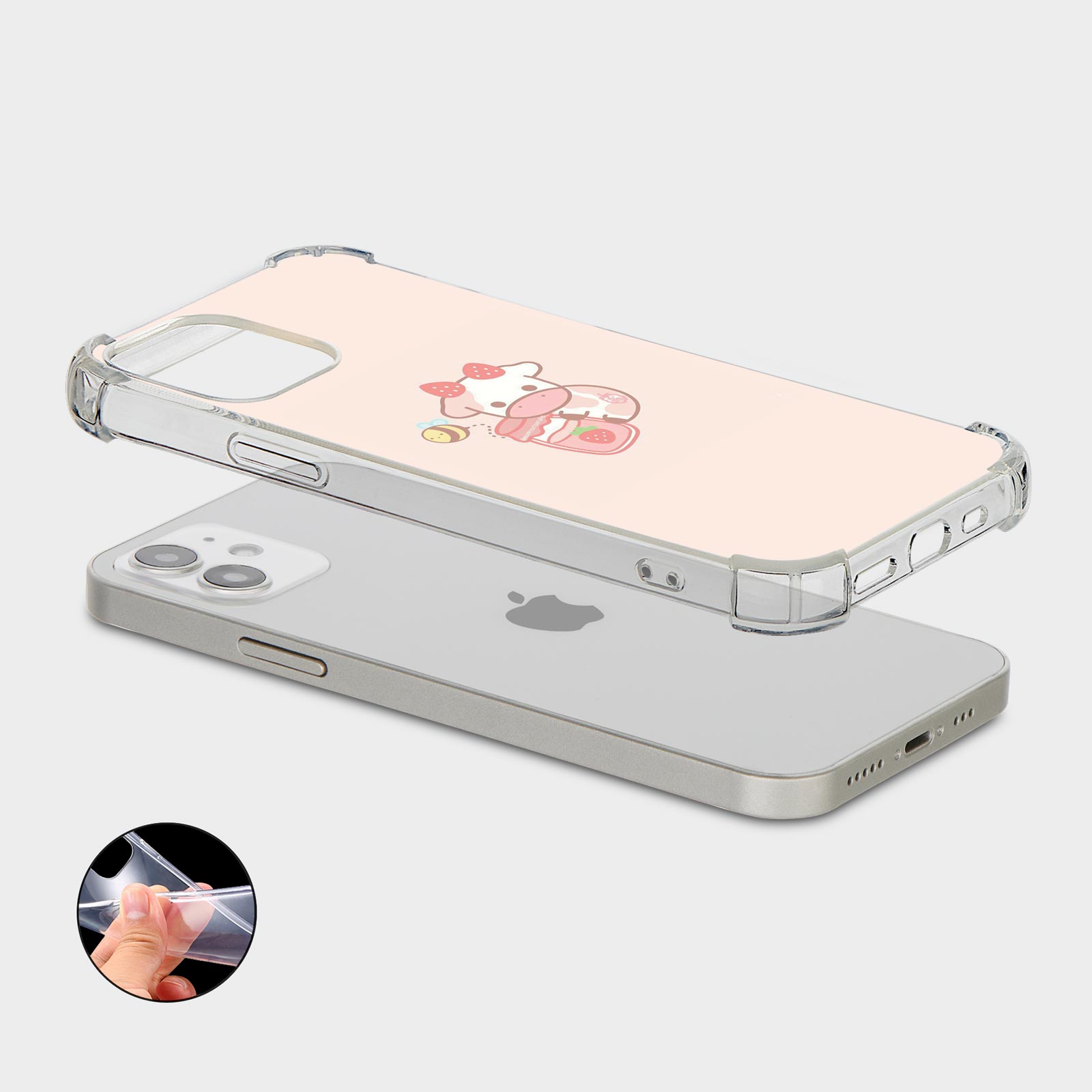 CASE FOR IPHONE 15 14 13 12 SE SHOCKPROOF PHONE COVER CUTE BABY COW KAWAII FUNNY - Picture 12 of 34