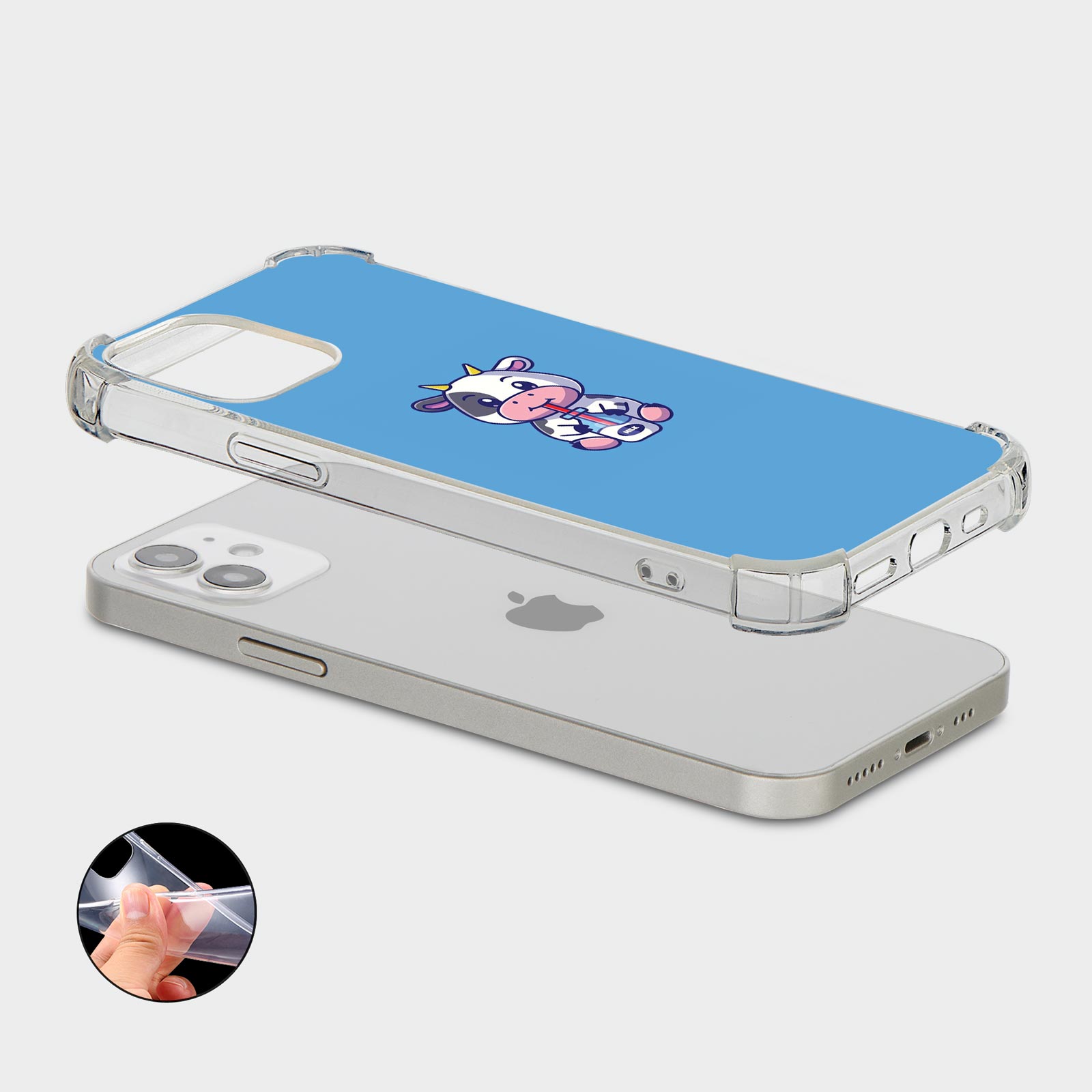 CASE FOR IPHONE 15 14 13 12 SE SHOCKPROOF PHONE COVER CUTE BABY COW KAWAII FUNNY - Picture 20 of 34