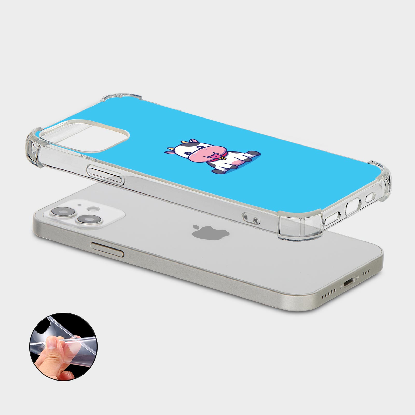 CASE FOR IPHONE 15 14 13 12 SE SHOCKPROOF PHONE COVER CUTE BABY COW KAWAII FUNNY - Picture 32 of 34