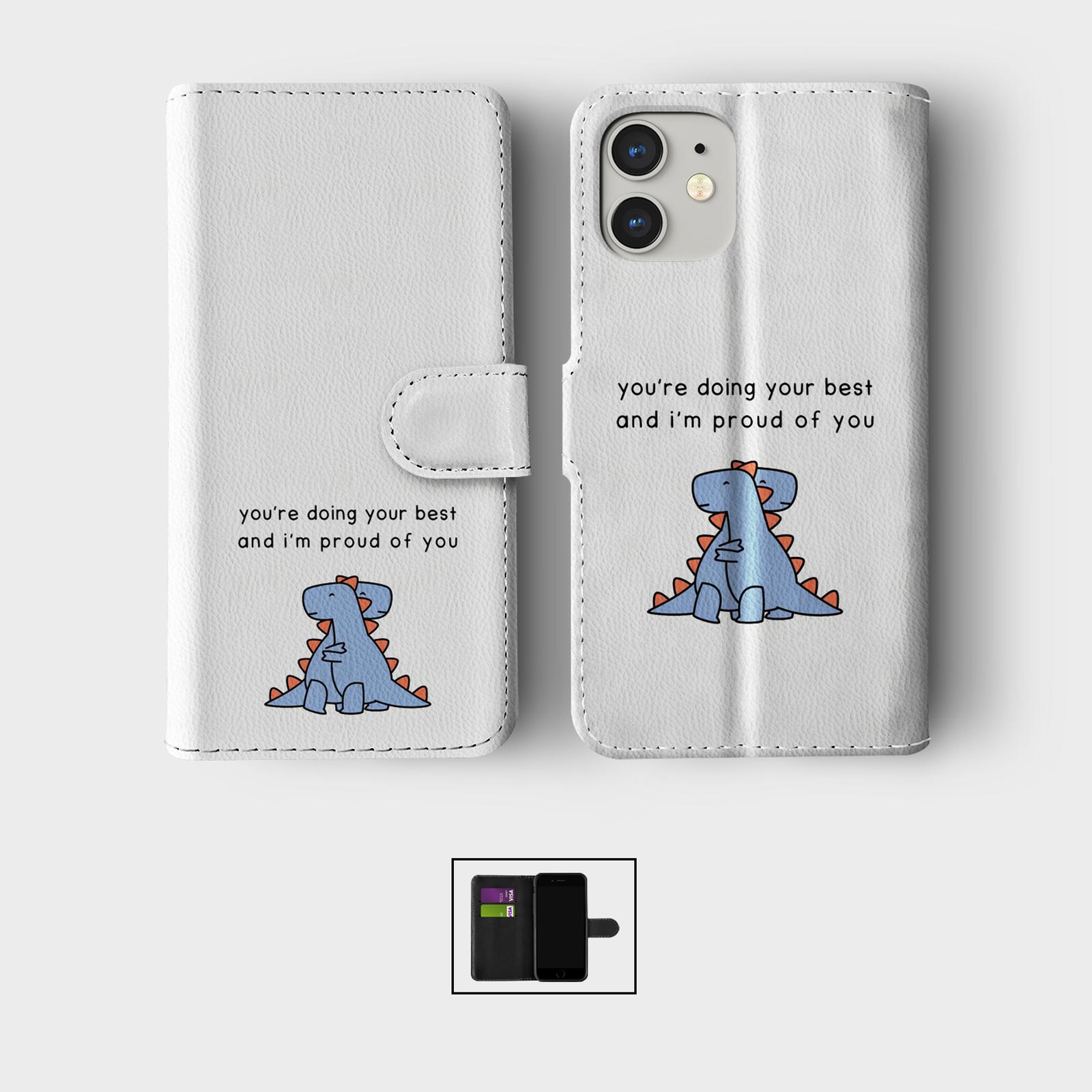 FLIP WALLET PHONE CASE FOR IPHONE 16 15 14 13 12 11 DINOSAUR T REX FUNNY QUOTES - Picture 3 of 10