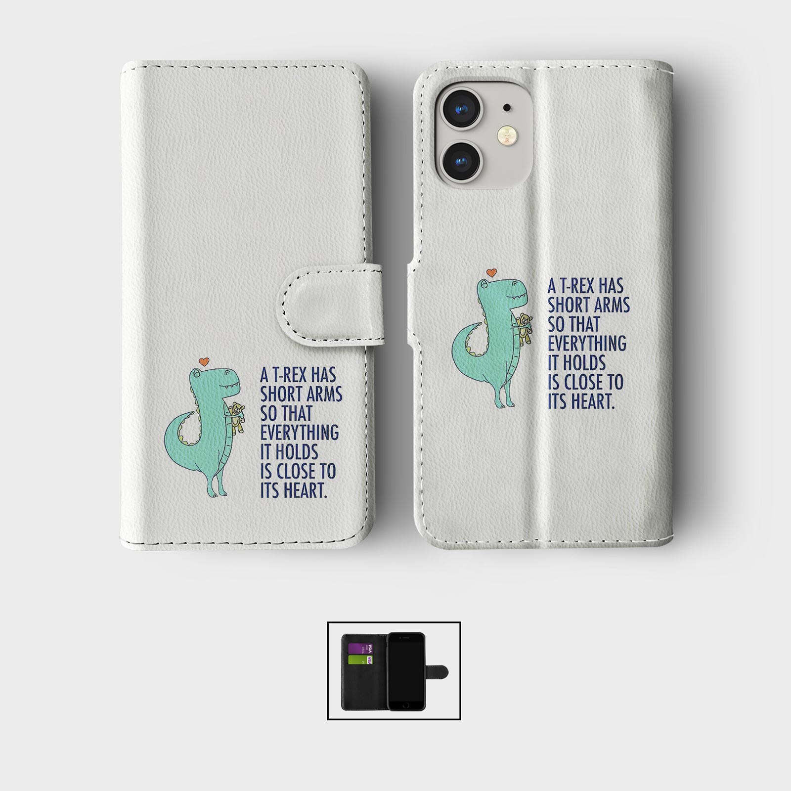 FLIP WALLET PHONE CASE FOR IPHONE 16 15 14 13 12 11 DINOSAUR T REX FUNNY QUOTES - Picture 4 of 10