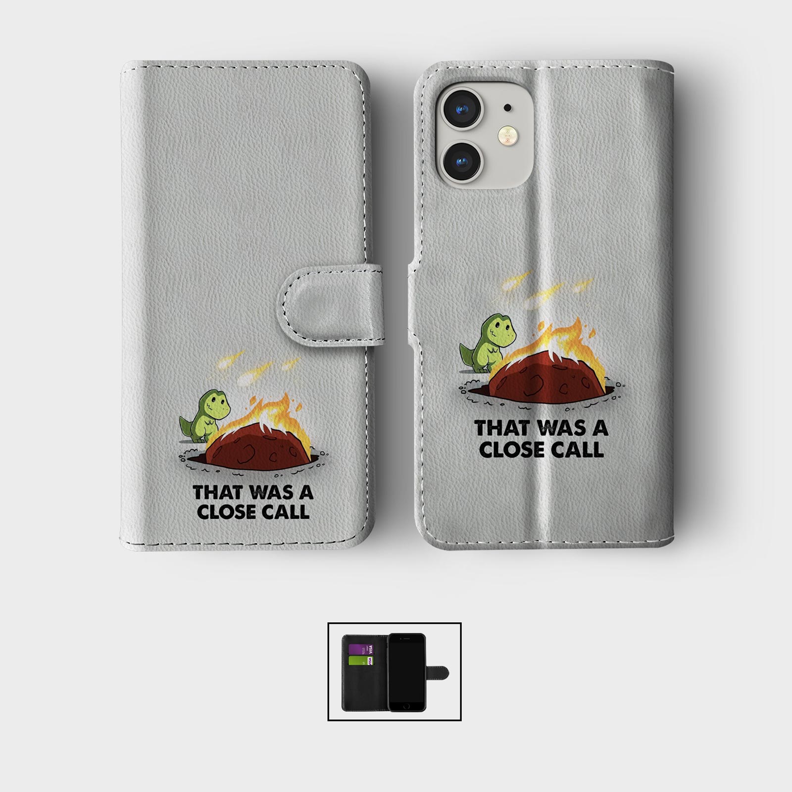 FLIP WALLET PHONE CASE FOR IPHONE 16 15 14 13 12 11 DINOSAUR T REX FUNNY QUOTES - Picture 7 of 10