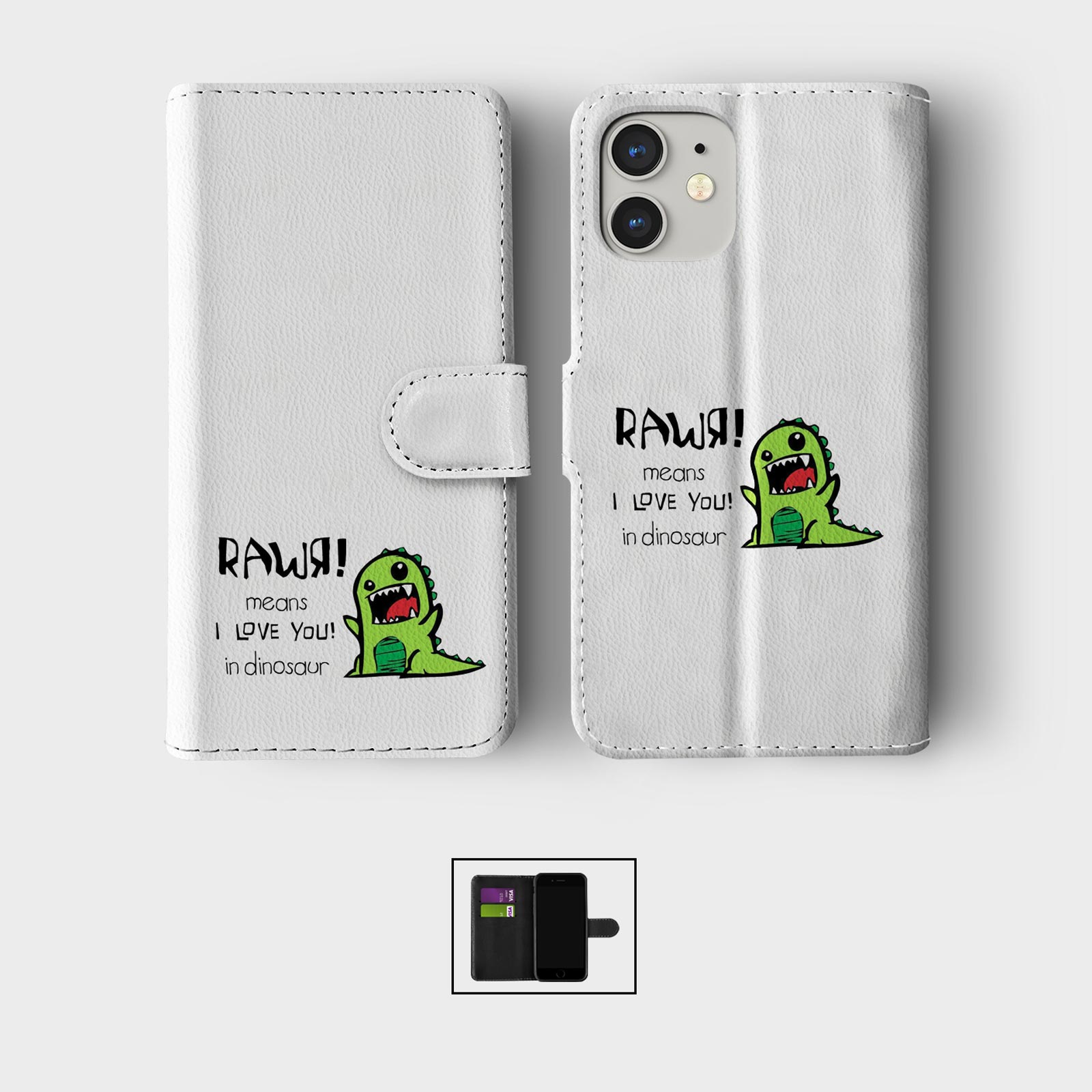 FLIP WALLET PHONE CASE FOR IPHONE 16 15 14 13 12 11 DINOSAUR T REX FUNNY QUOTES - Picture 8 of 10