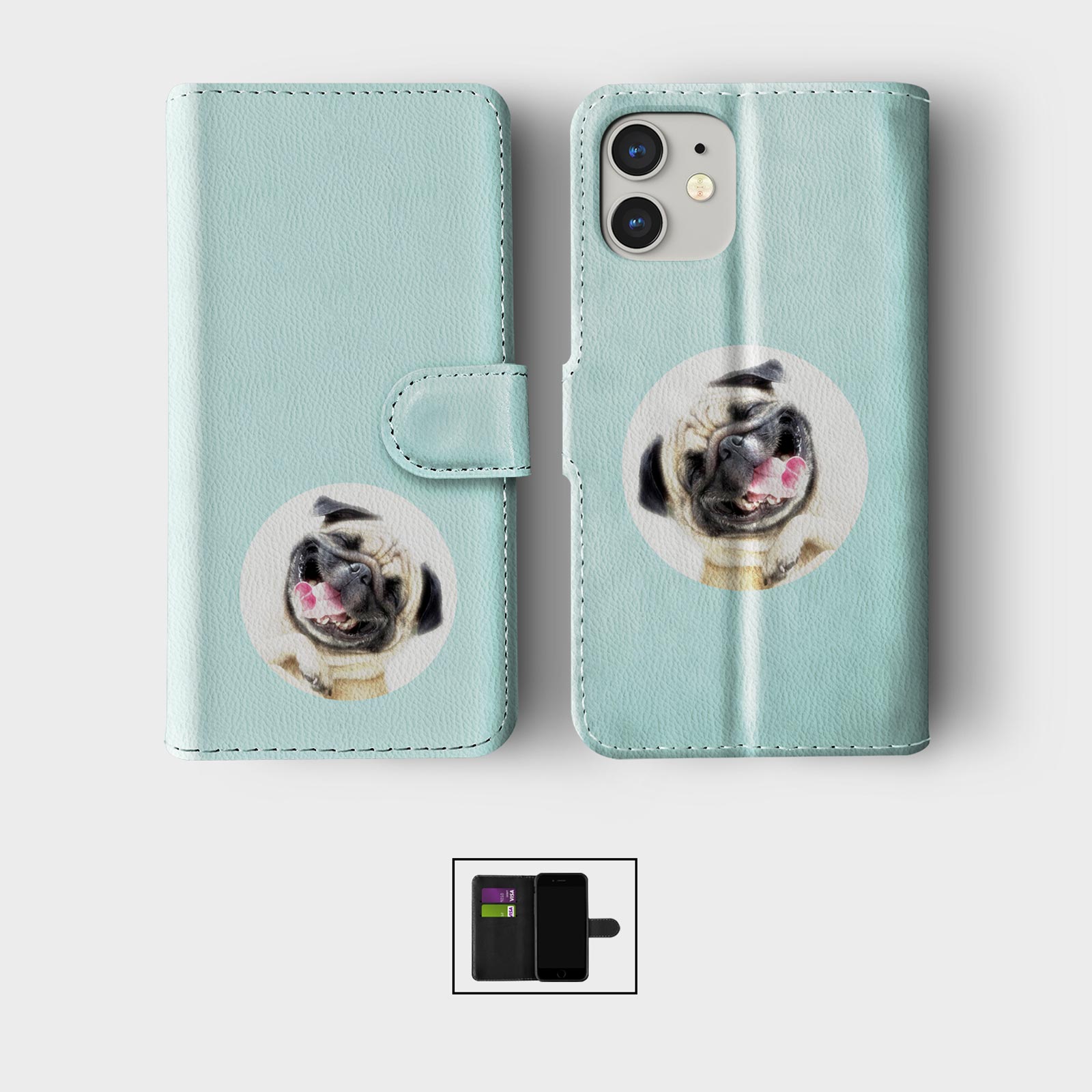 CASE FOR IPHONE 16 16E 15 14 12 12 PRO WALLET FLIP PHONE COVER CUTE DOGS PUPPIES - Picture 7 of 8