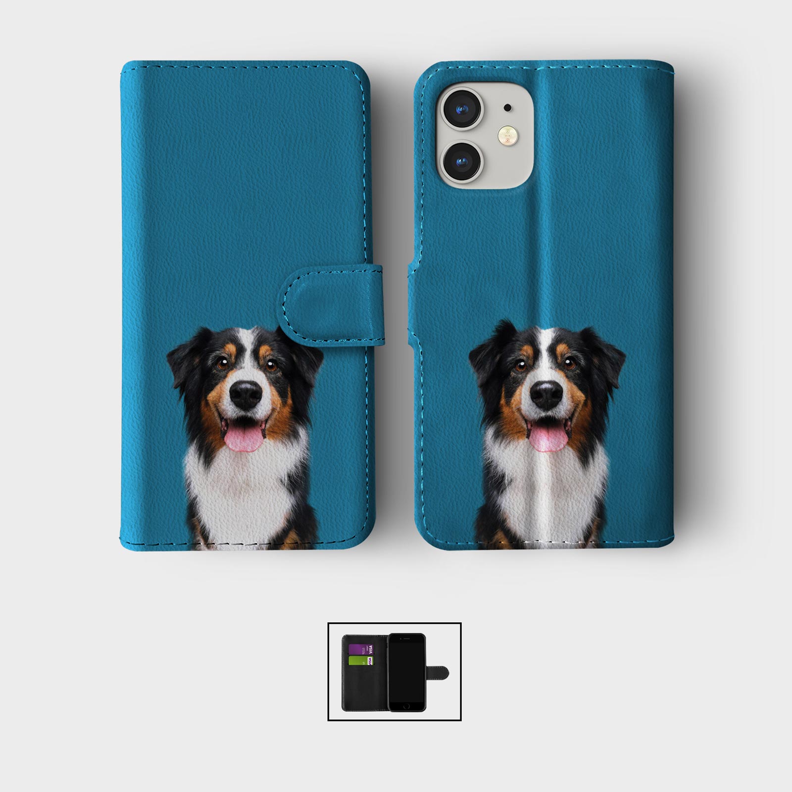 FLIP WALLET PHONE CASE FOR IPHONE 16 15 14 13 12 11 SE 8 DOGS CUTE ANIMALS PETS - Picture 3 of 10