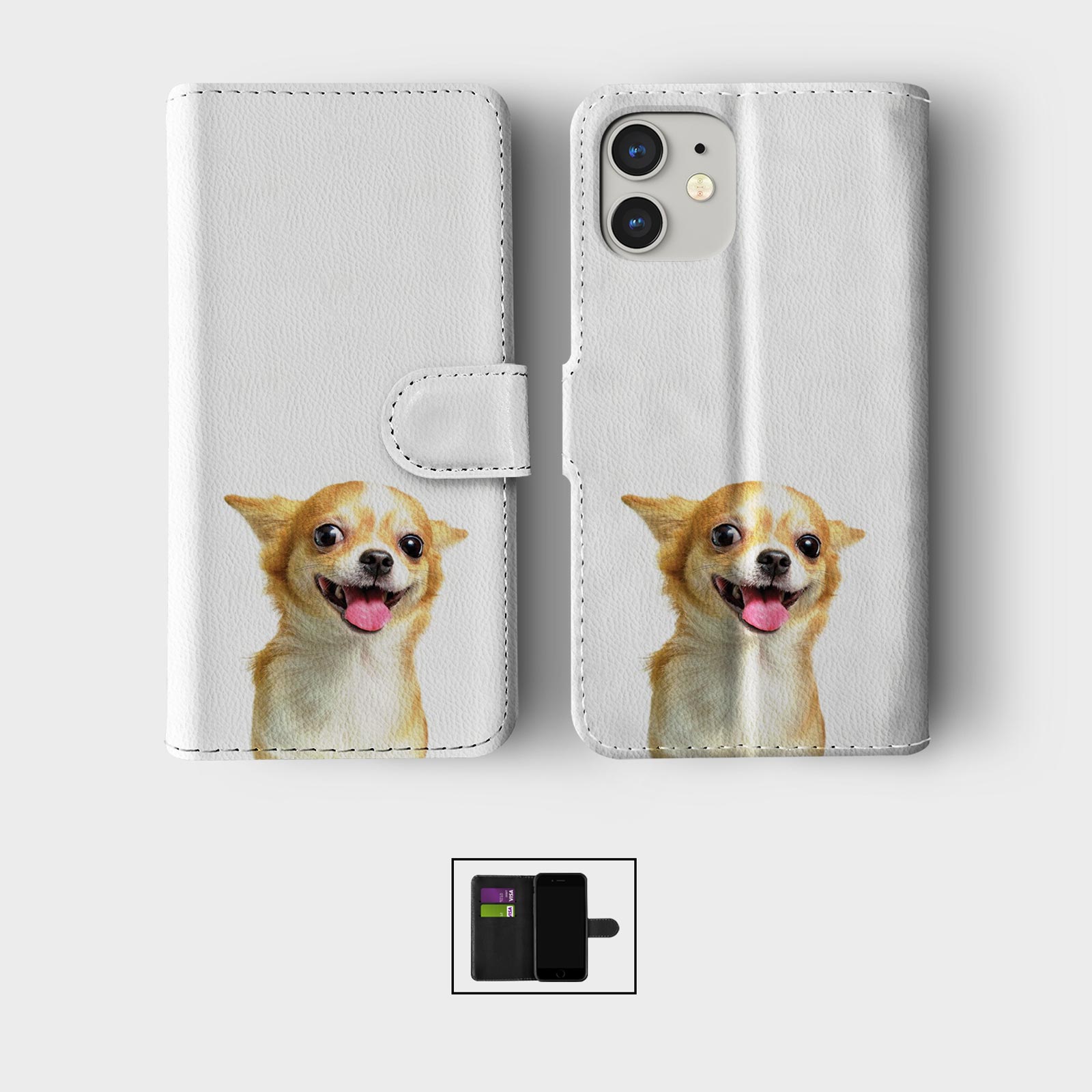 FLIP WALLET PHONE CASE FOR IPHONE 16 15 14 13 12 11 SE 8 DOGS CUTE ANIMALS PETS - Picture 4 of 10