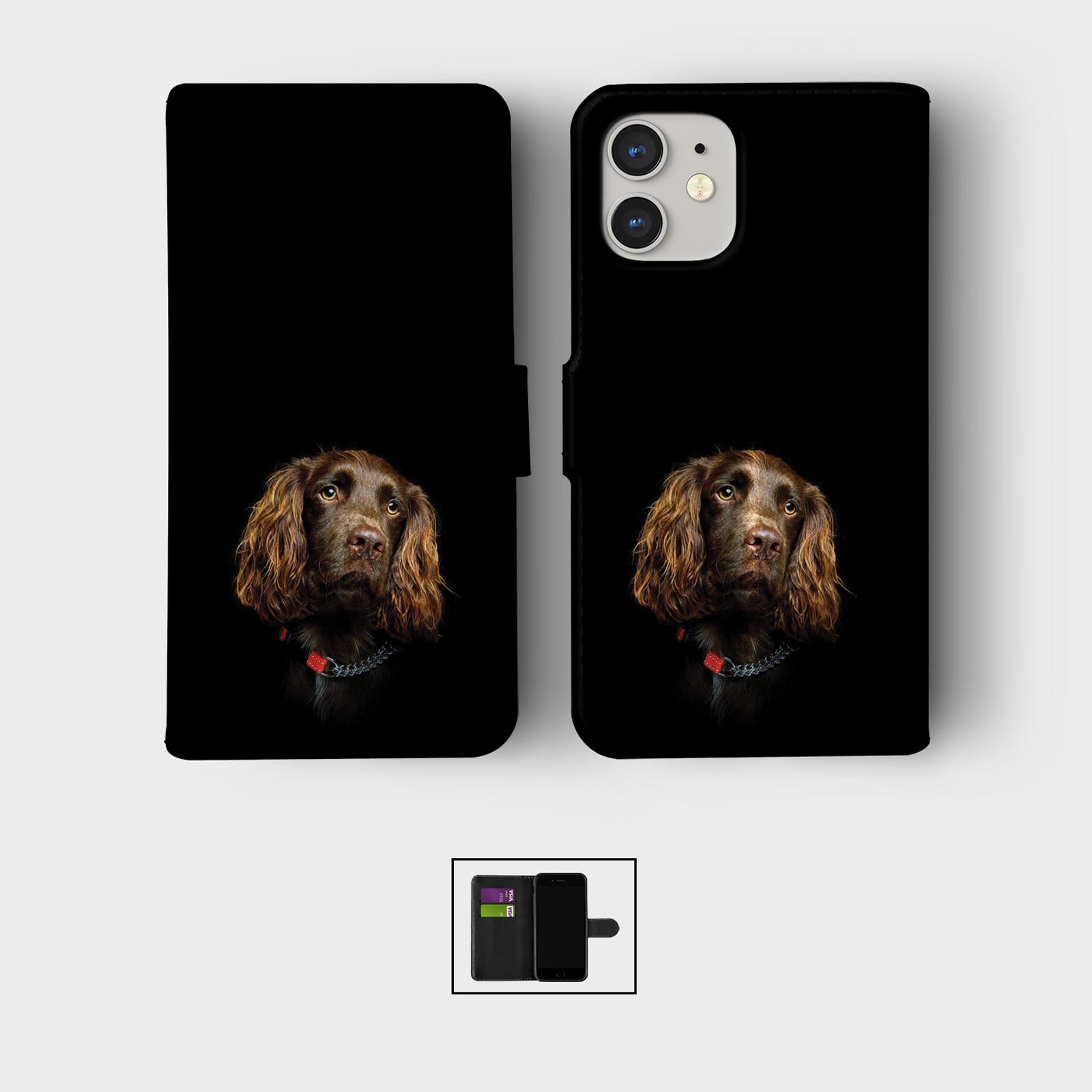FLIP WALLET PHONE CASE FOR IPHONE 16 15 14 13 12 11 SE 8 DOGS CUTE ANIMALS PETS - Picture 5 of 10