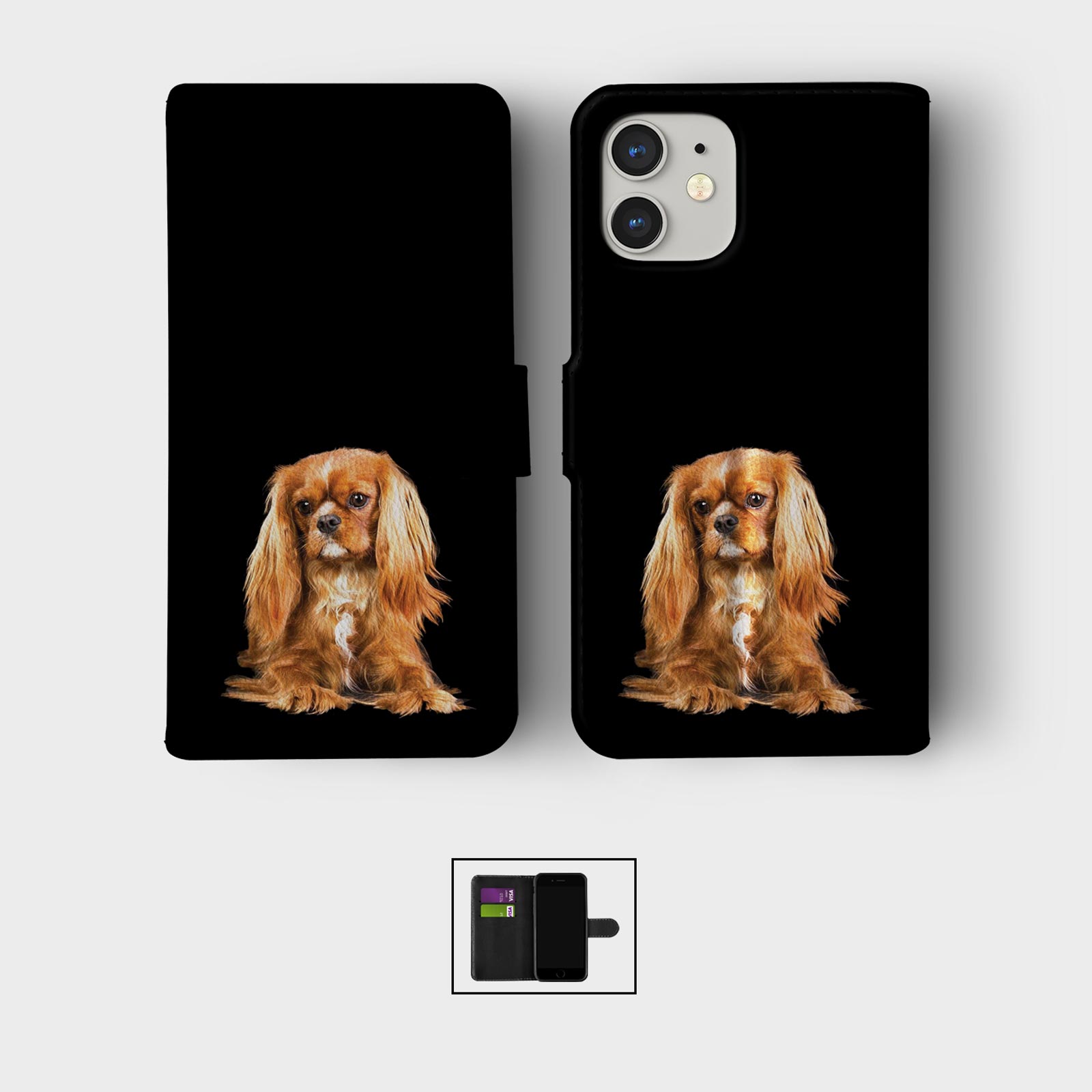 FLIP WALLET PHONE CASE FOR IPHONE 16 15 14 13 12 11 SE 8 DOGS CUTE ANIMALS PETS - Picture 7 of 10