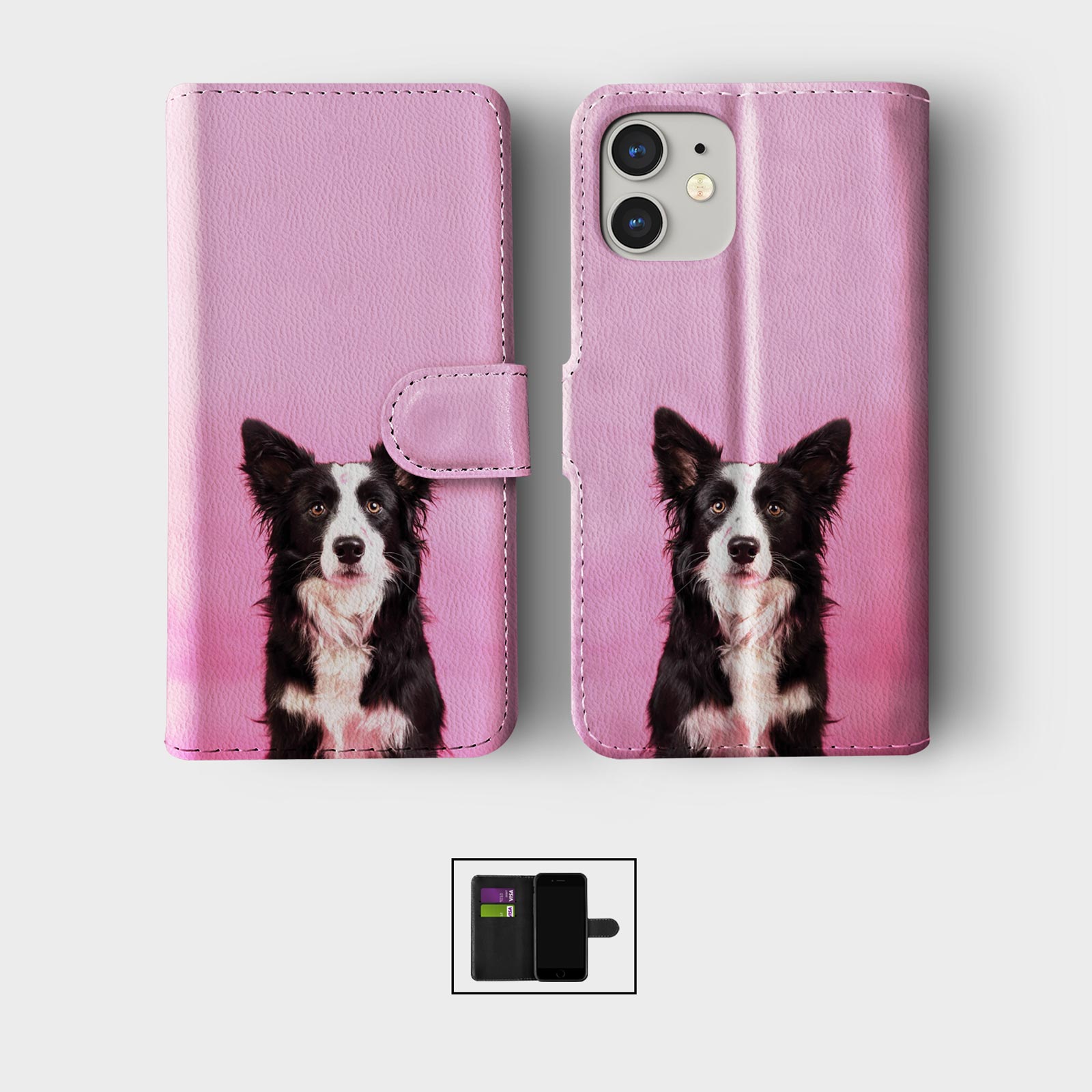 FLIP WALLET PHONE CASE FOR IPHONE 16 15 14 13 12 11 SE 8 DOGS CUTE ANIMALS PETS - Picture 9 of 10
