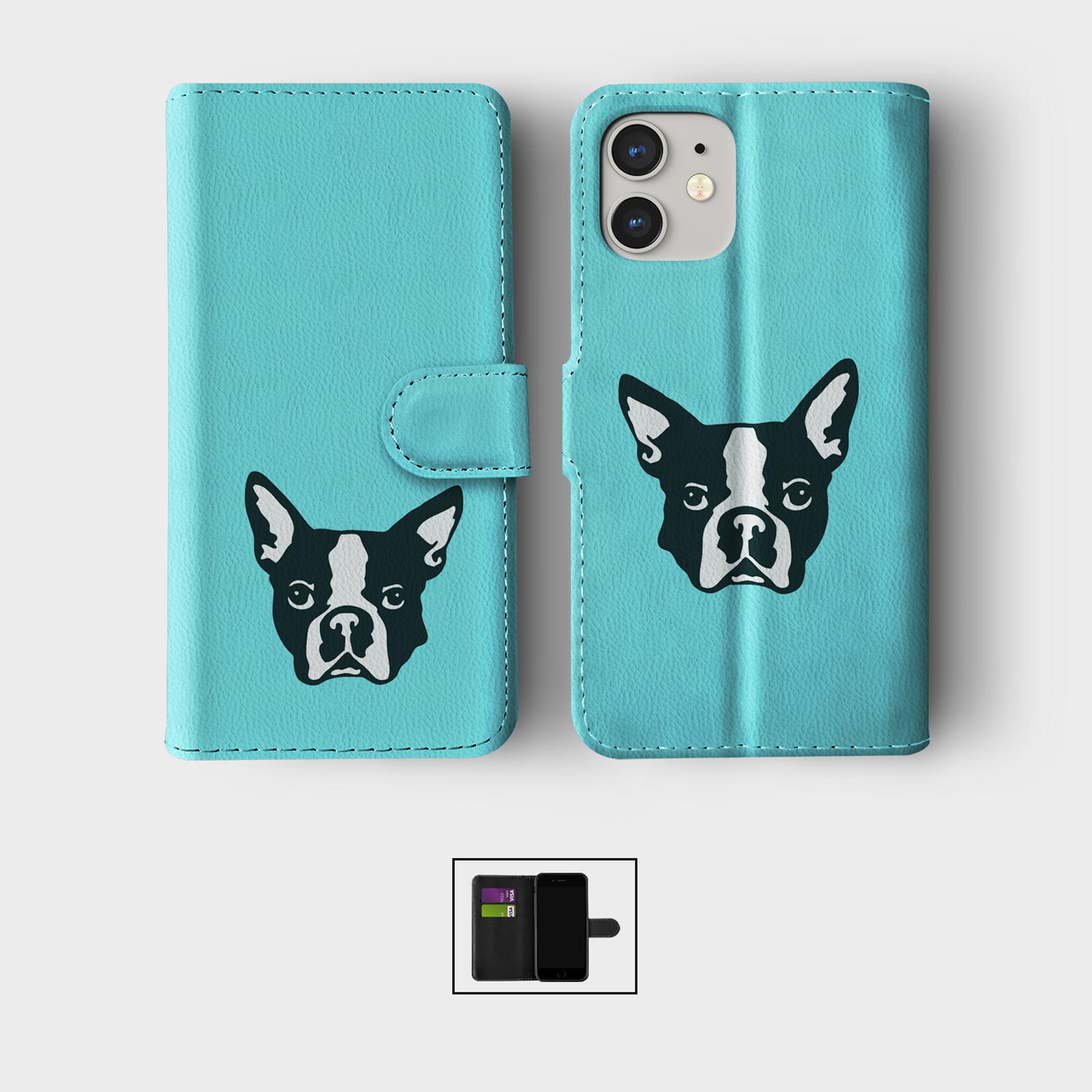CASE FOR IPHONE 16 16E 15 14 12 12 SE PRO WALLET FLIP PHONE COVER DOG PUPPY FACE - Picture 2 of 8