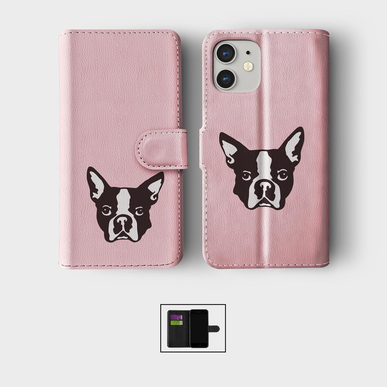 CASE FOR IPHONE 16 16E 15 14 12 12 SE PRO WALLET FLIP PHONE COVER DOG PUPPY FACE - Picture 4 of 8