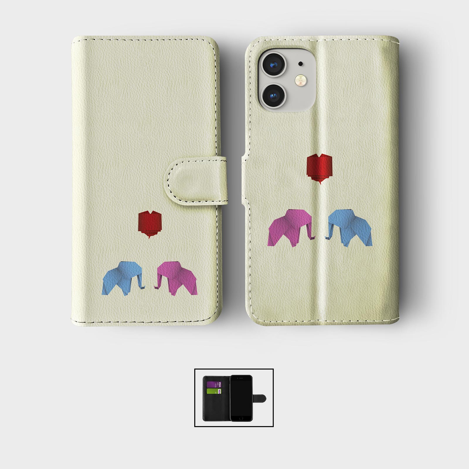 CASE FOR IPHONE 16 16E 15 14 12 12 PRO WALLET FLIP PHONE COVER ELEPHANTS AFRICA - Picture 2 of 8