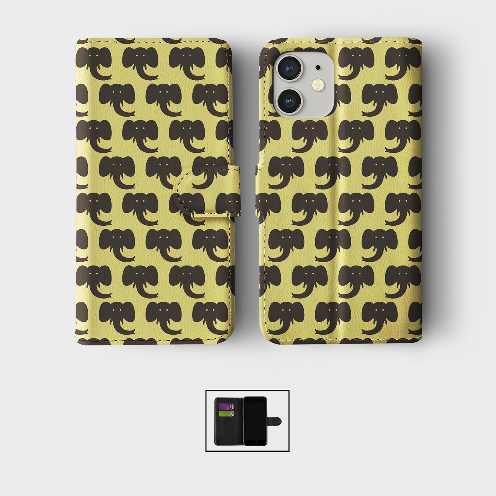 CASE FOR IPHONE 16 16E 15 14 12 12 PRO WALLET FLIP PHONE COVER ELEPHANTS AFRICA - Picture 3 of 8