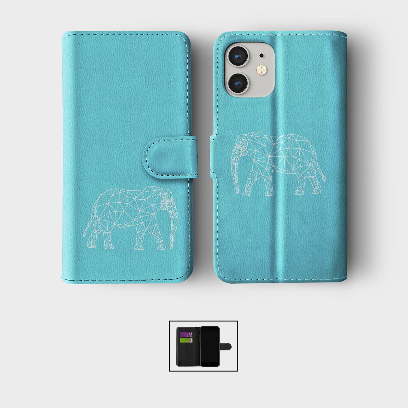 CASE FOR IPHONE 16 16E 15 14 12 12 PRO WALLET FLIP PHONE COVER ELEPHANTS AFRICA - Picture 4 of 8