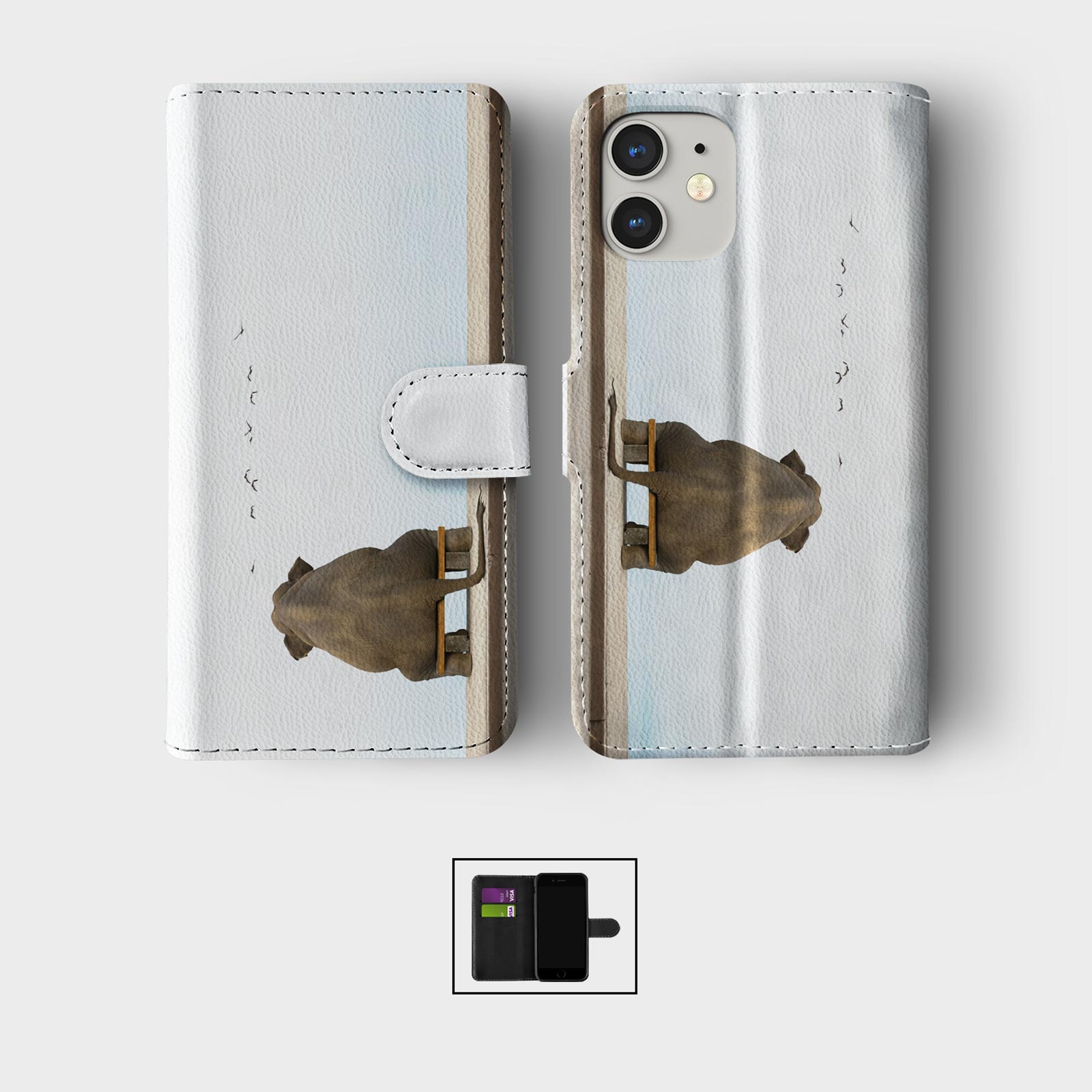 CASE FOR IPHONE 16 16E 15 14 12 12 PRO WALLET FLIP PHONE COVER ELEPHANTS AFRICA - Picture 5 of 8