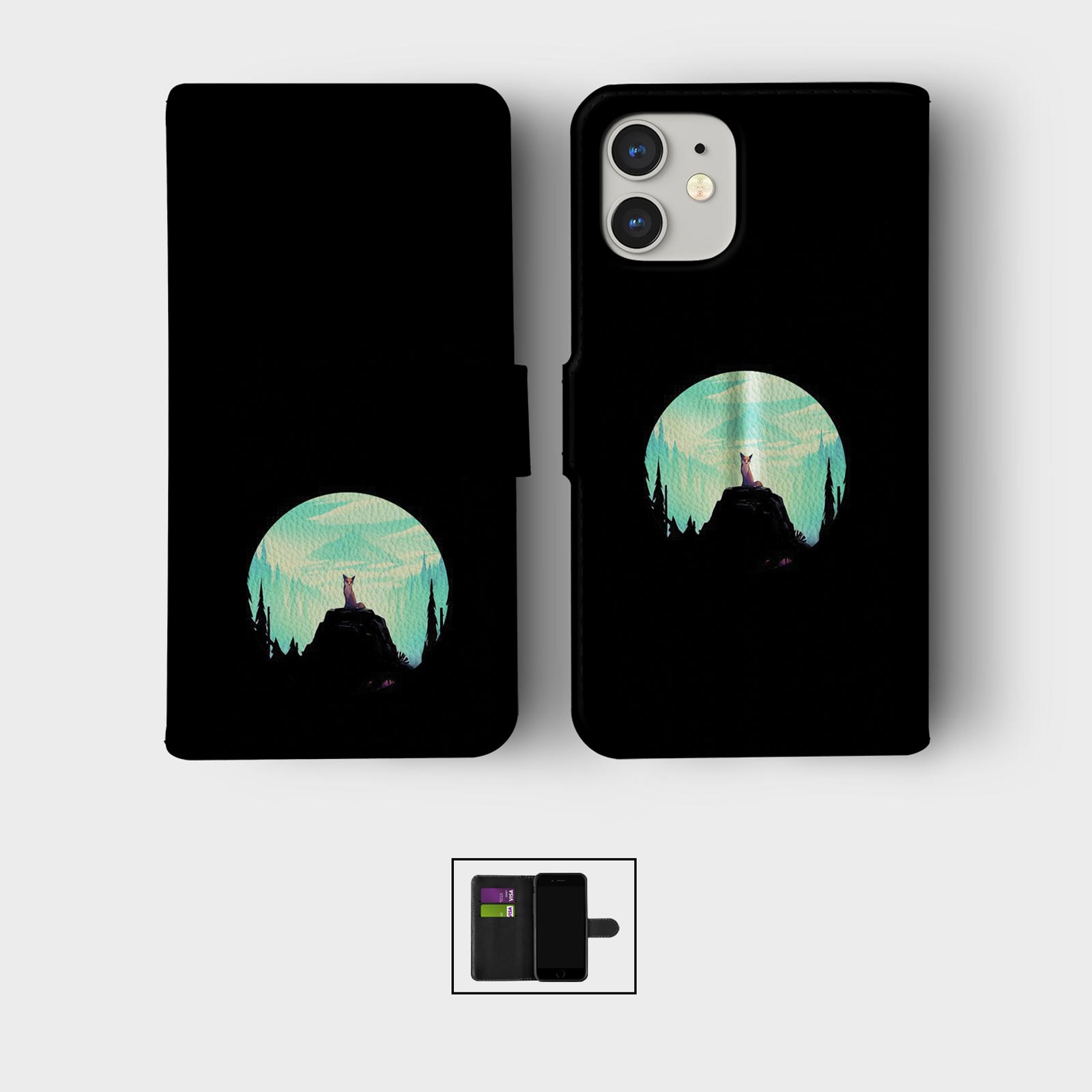 FLIP WALLET PHONE CASE FOR IPHONE 16 15 14 13 12 11 SE 8 RED FOX WILD ANIMAL - Picture 9 of 10